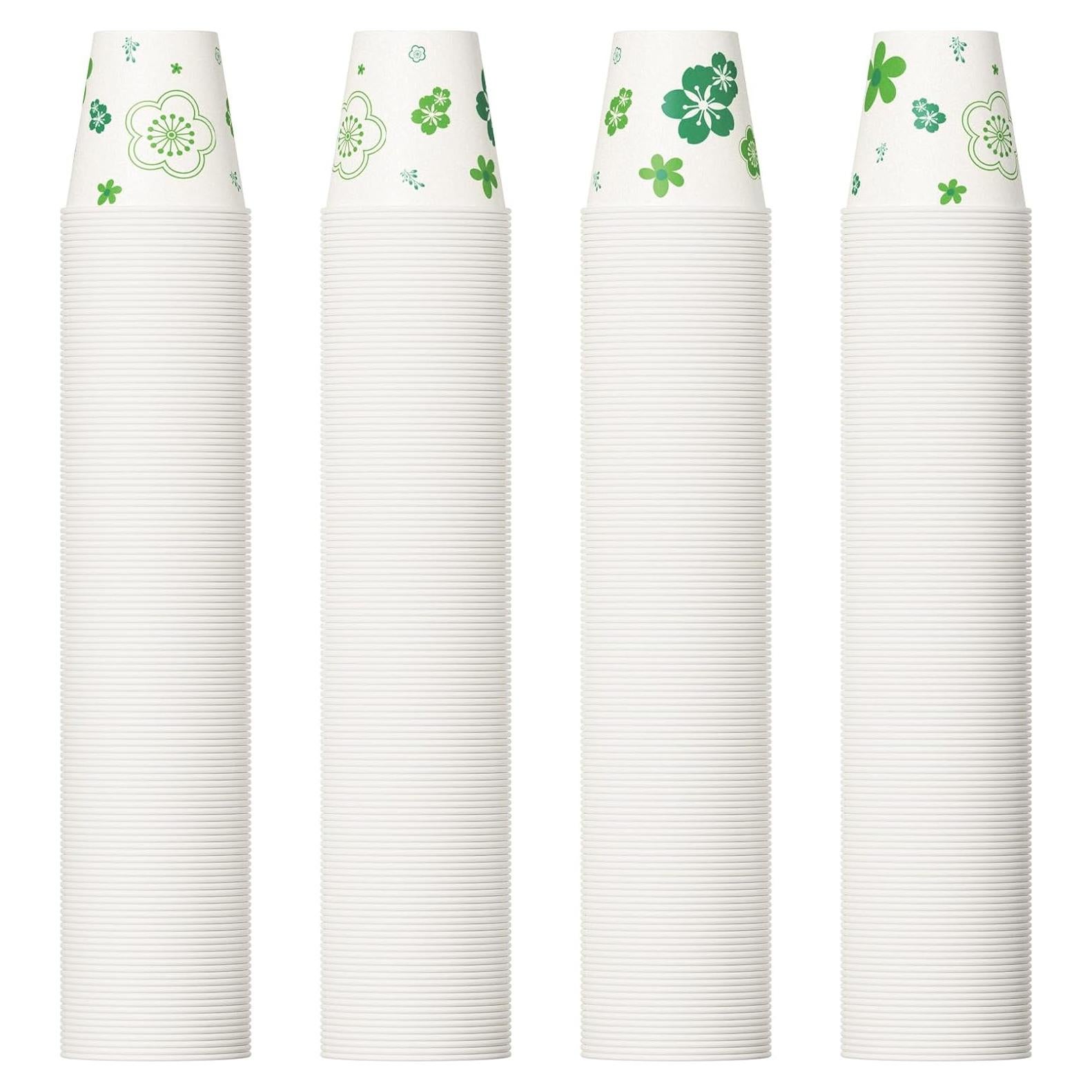 600 Vasos de Papel JOLLY PARTY 3oz Desechables Floral Verde
