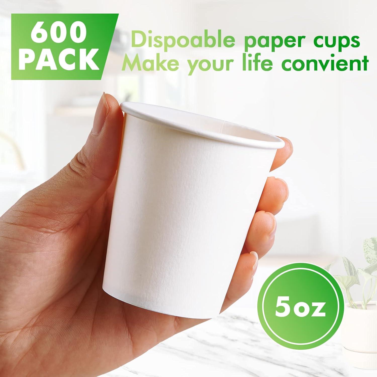 Paquete 600 Vasos de Papel 5 oz TV TOPVALUE Blancos Desechables