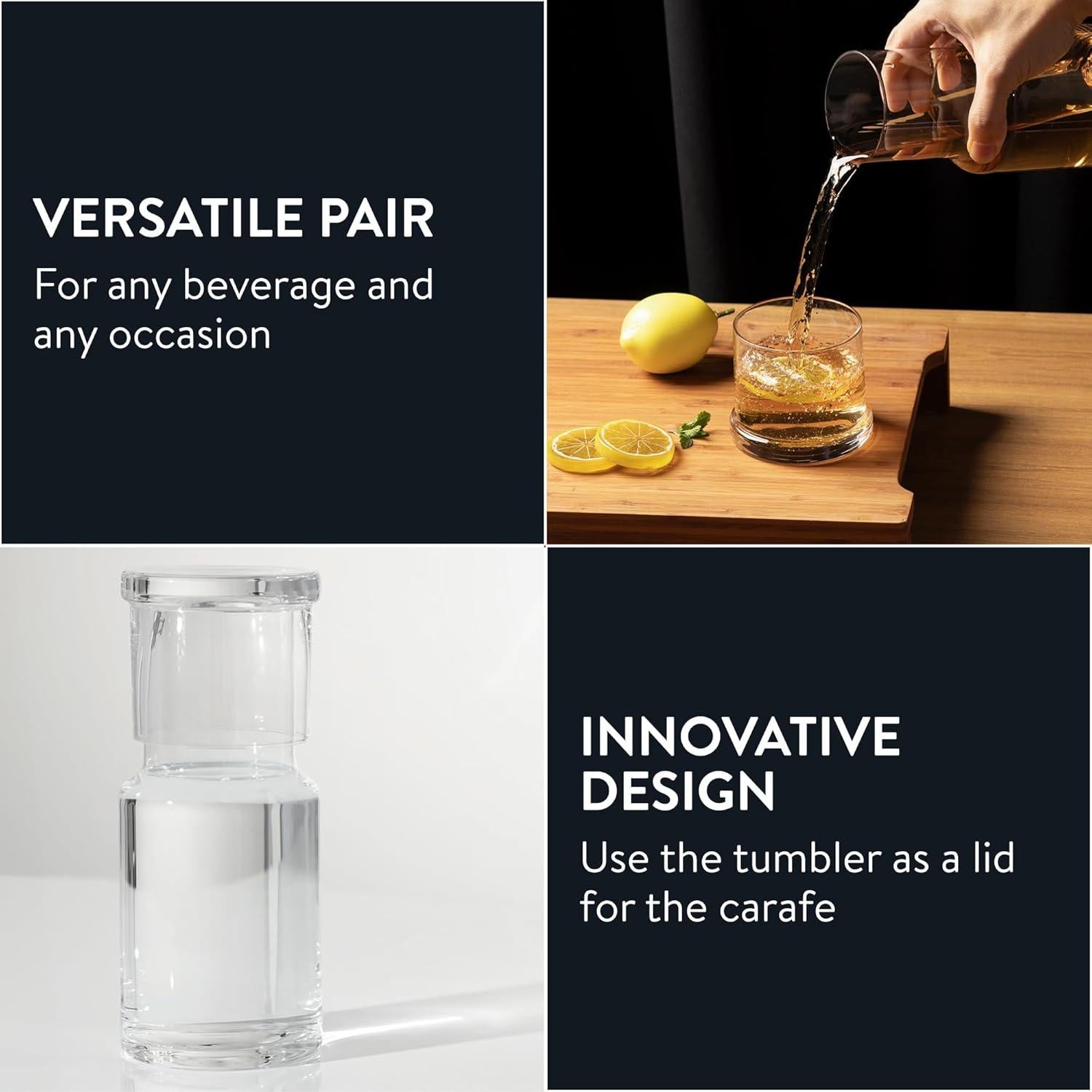 Juego de Jarra y Vaso de Vidrio Elixir 945 ml - Diseño Minimalista