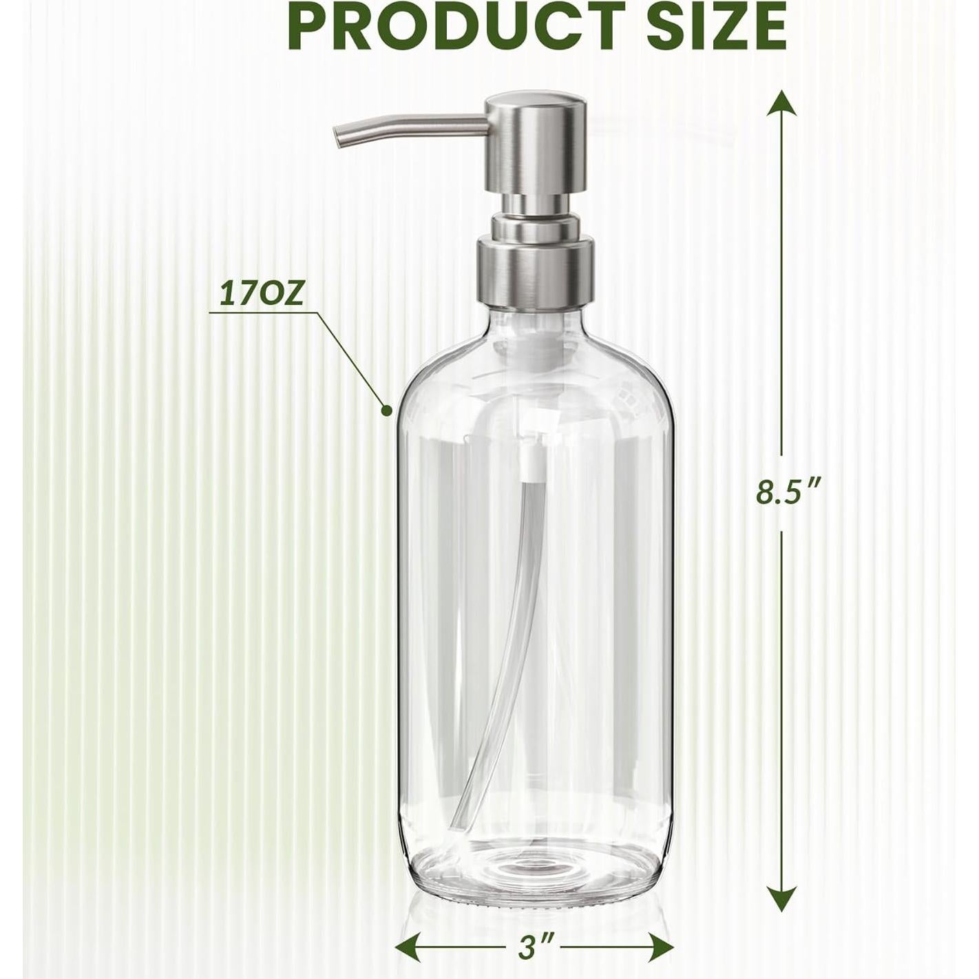 Dispensador de Jabón de Vidrio AmazerBath 2 Unidades 0.5L