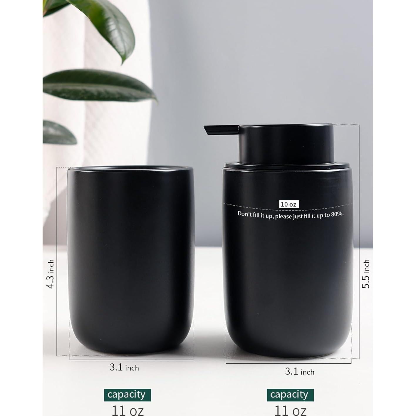 Conjunto de dispensador de jabón y soporte BosilunLife - Cerámica negra