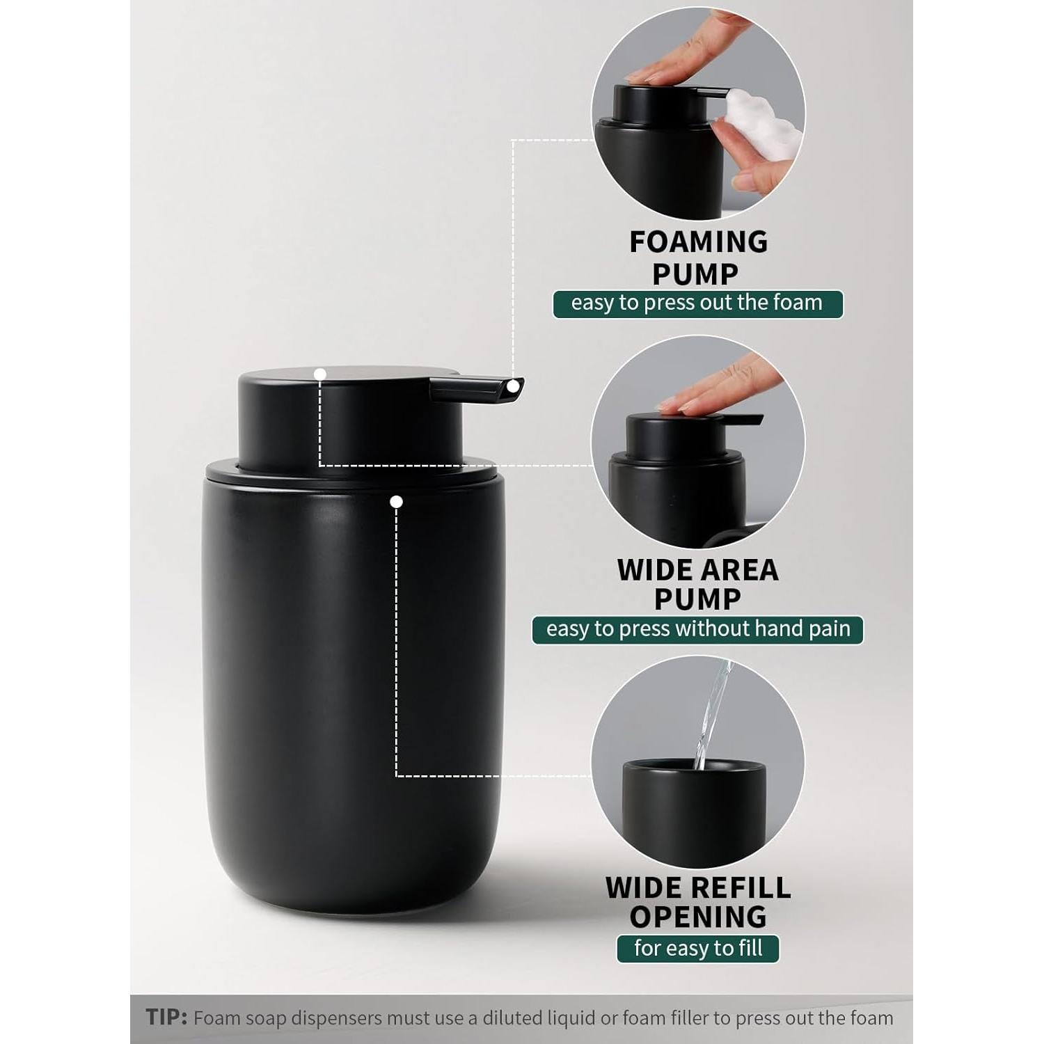 Conjunto de dispensador de jabón y soporte BosilunLife - Cerámica negra