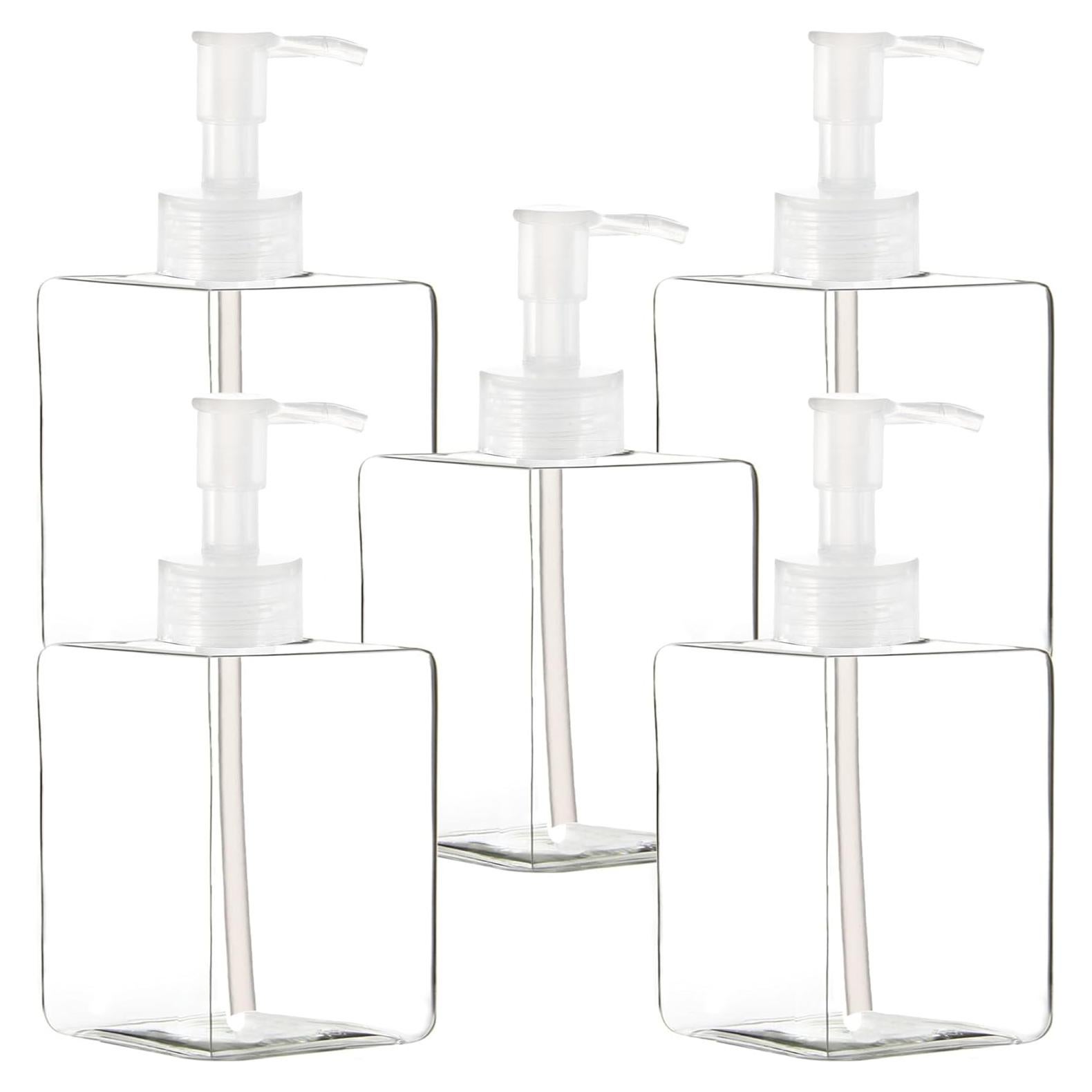 Youngever 5 Botellas de Plástico Cuadradas 355 ml con Bomba