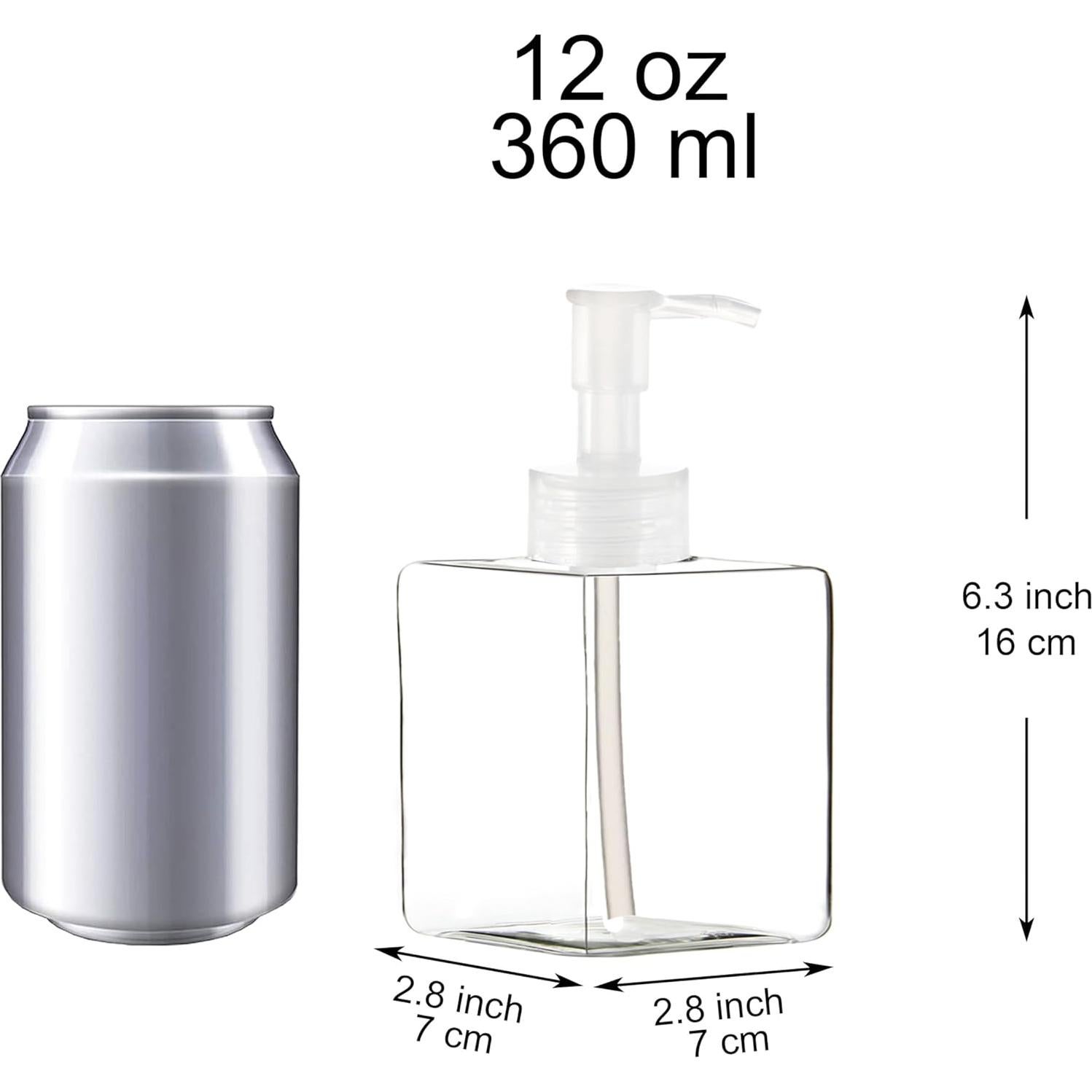 Youngever 5 Botellas de Plástico Cuadradas 355 ml con Bomba