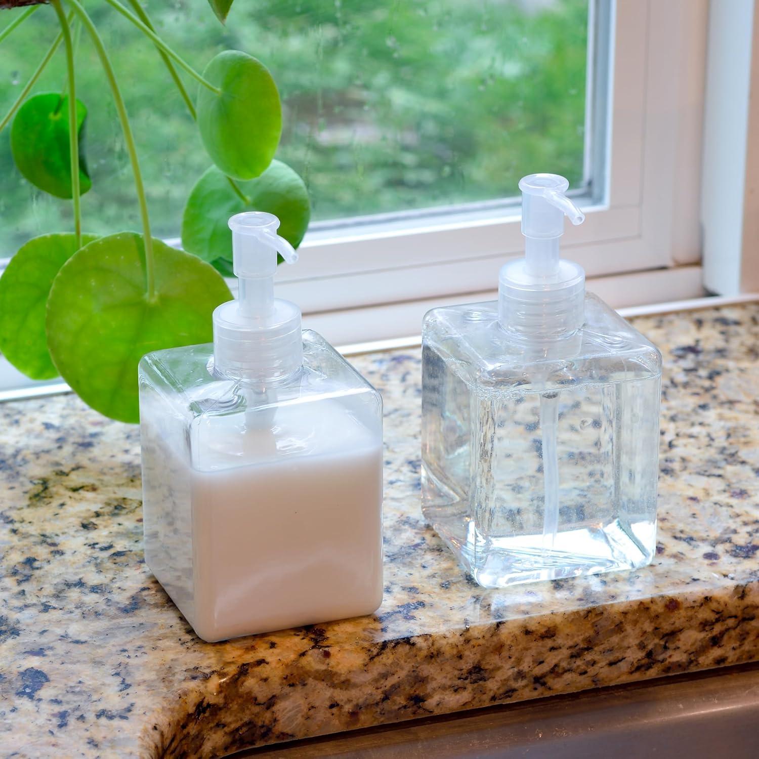 Youngever 5 Botellas de Plástico Cuadradas 355 ml con Bomba