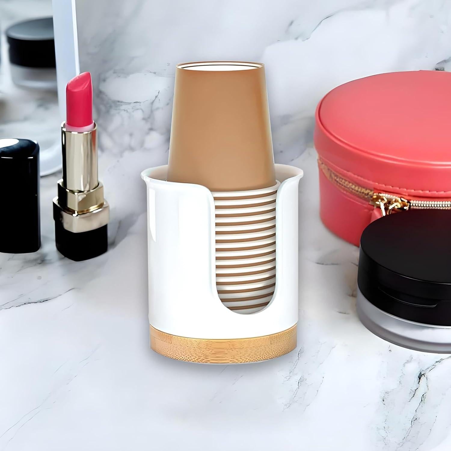 Dispensador de Tazas de Baño Cerámica Blanco Votuyet 9.09x7.19cm