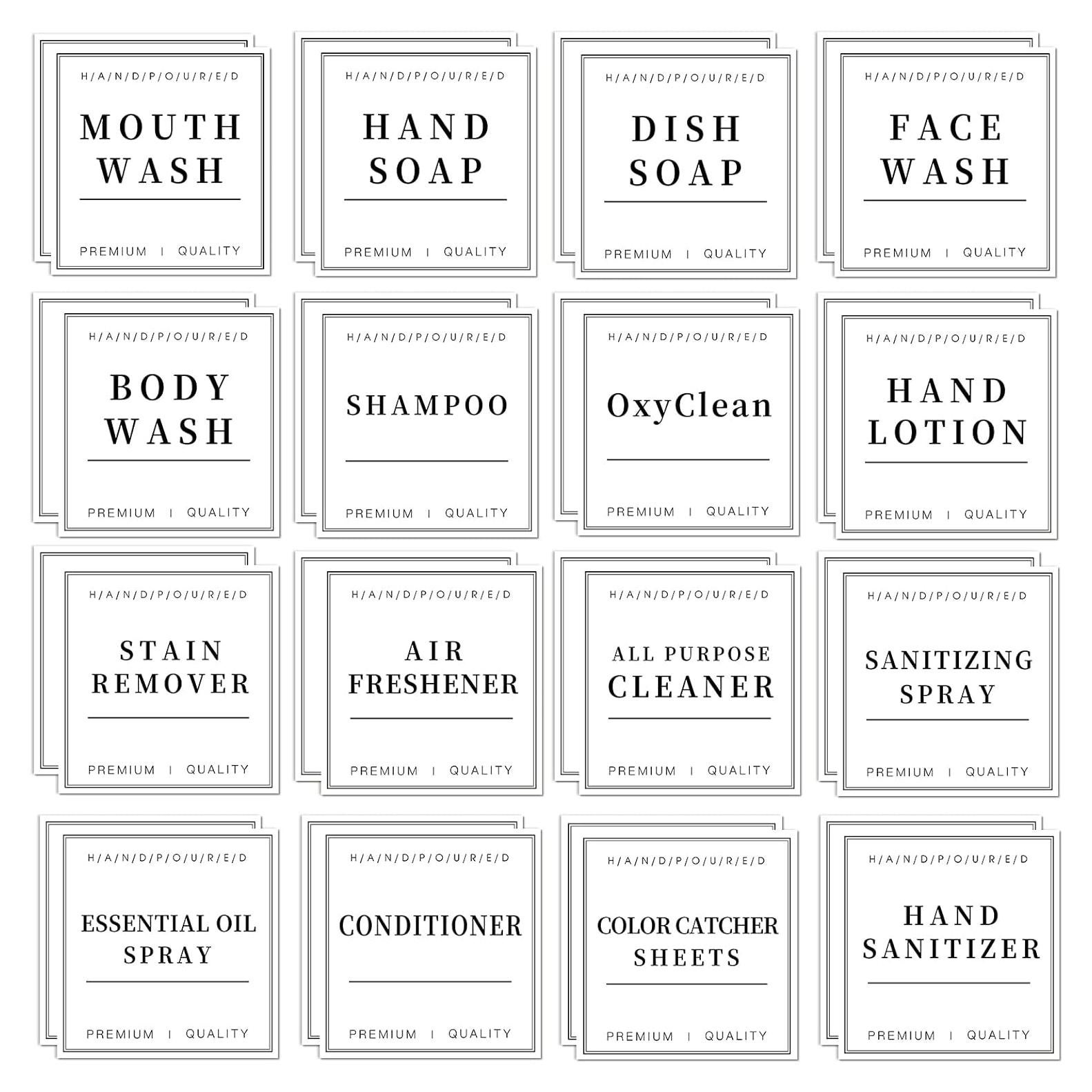 32 Etiquetas Impermeables para Botellas TESWEY 7.5x7.5cm