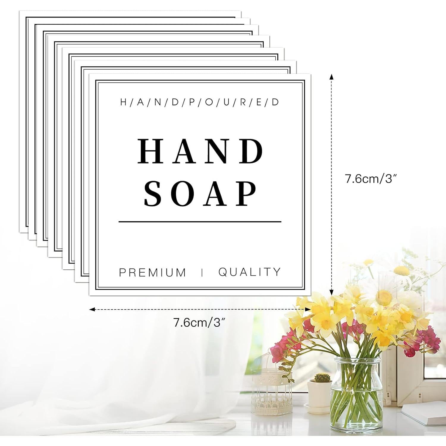 32 Etiquetas Impermeables para Botellas TESWEY 7.5x7.5cm