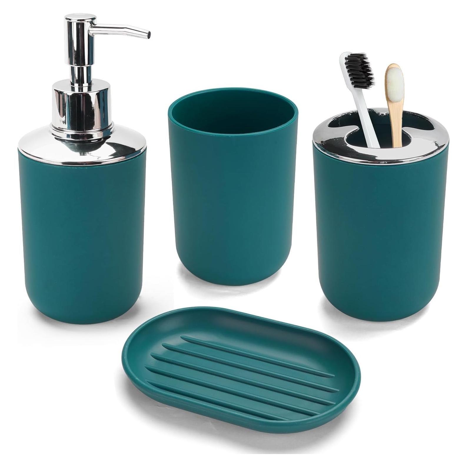 Juego de Accesorios de Baño CDorigin FM-101M4 4 Piezas Negro Verde