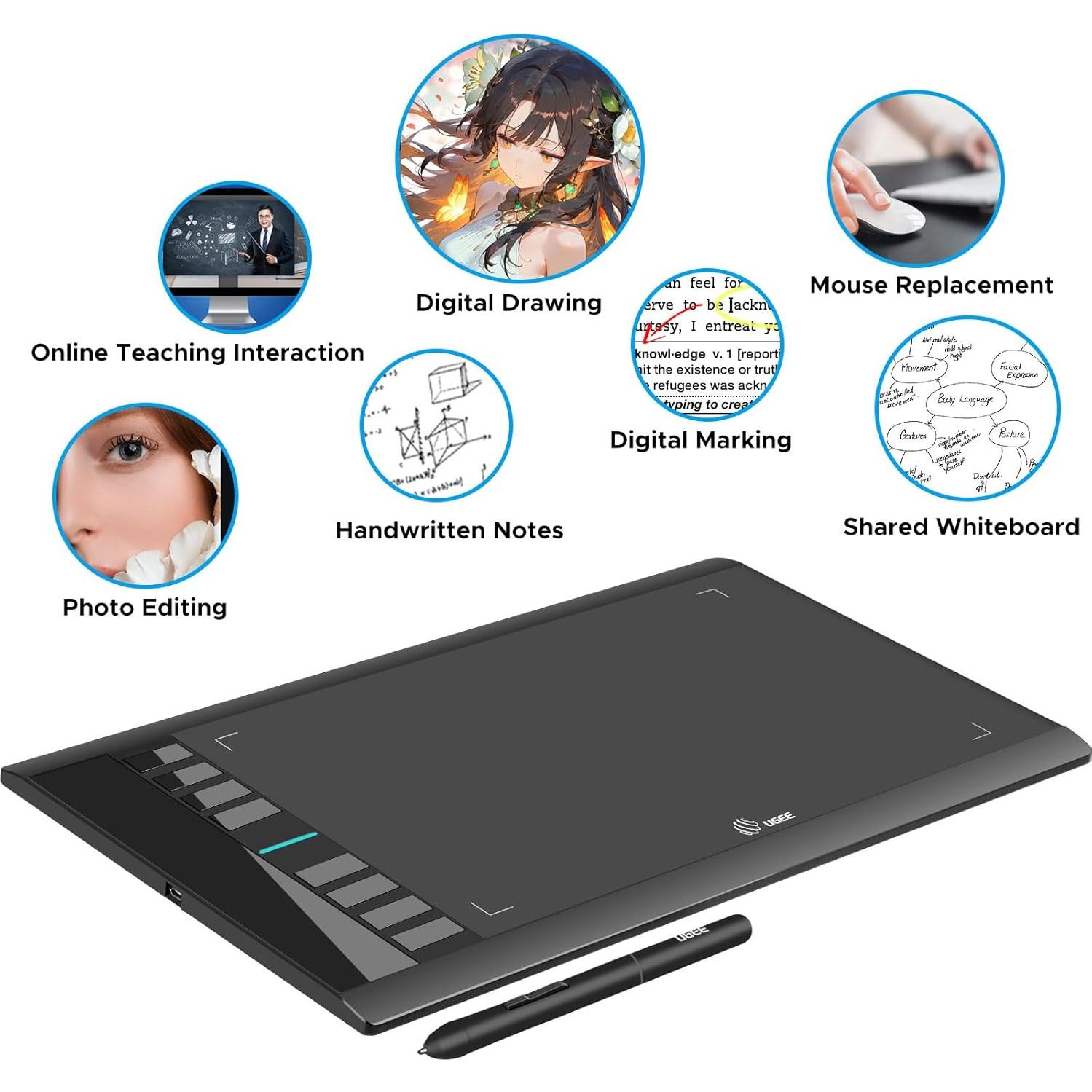 Tableta de Dibujo Gráfica UGEE M708 25.4x15.24 cm 8192 Niveles