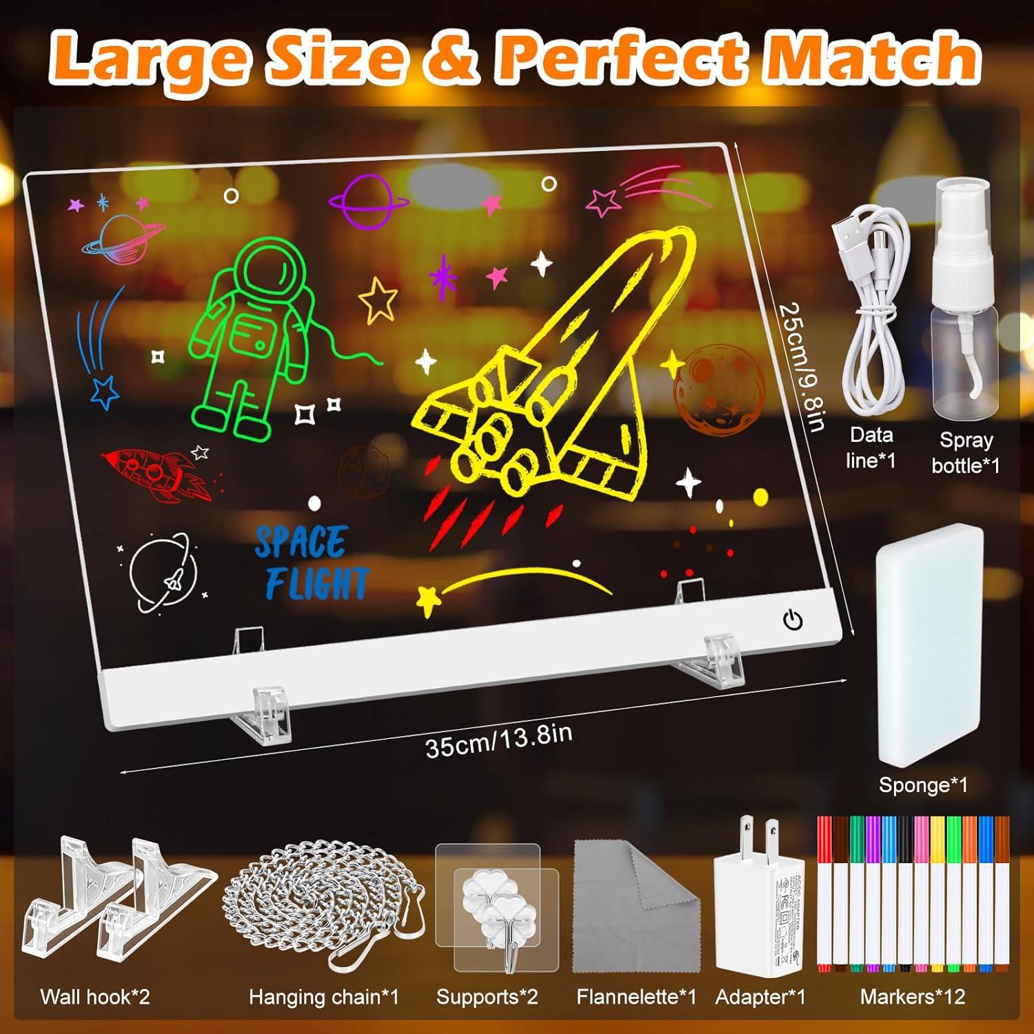 Tablero de Dibujo LED Meetory 35.1x24.9cm 6 Colores RGB