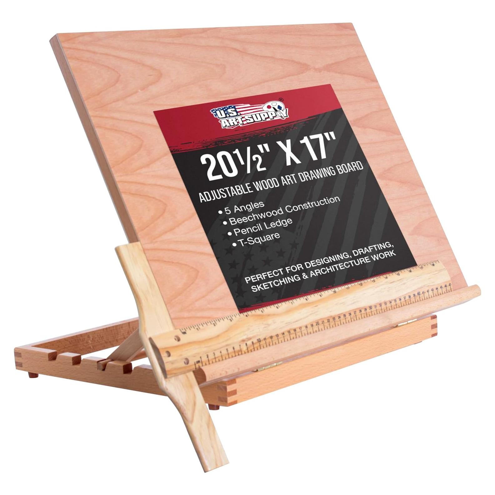 Tablero de Dibujo Ajustable Suministro de Arte 52.1x43.2cm Madera Haya