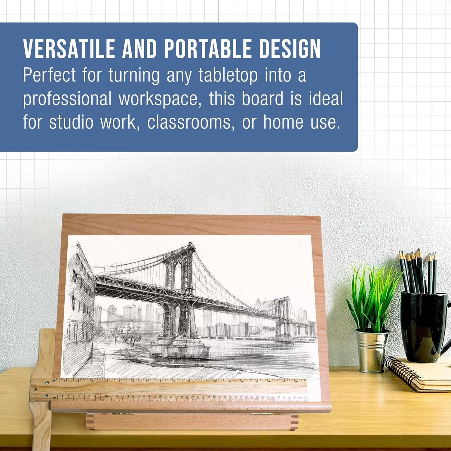 Tablero de Dibujo Ajustable Suministro de Arte 52.1x43.2cm Madera Haya