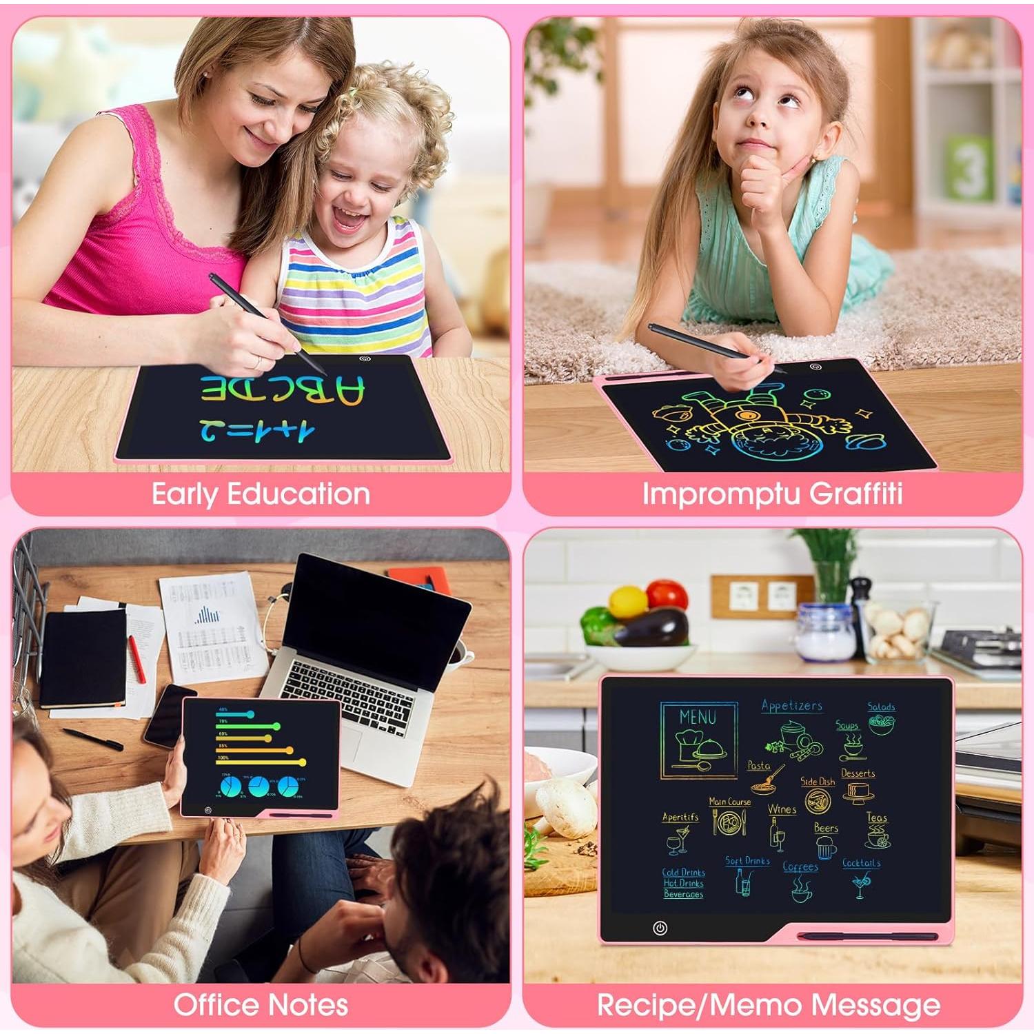 Tableta de Escritura LCD 16" POPERFUN Rosa para Niños y Adultos