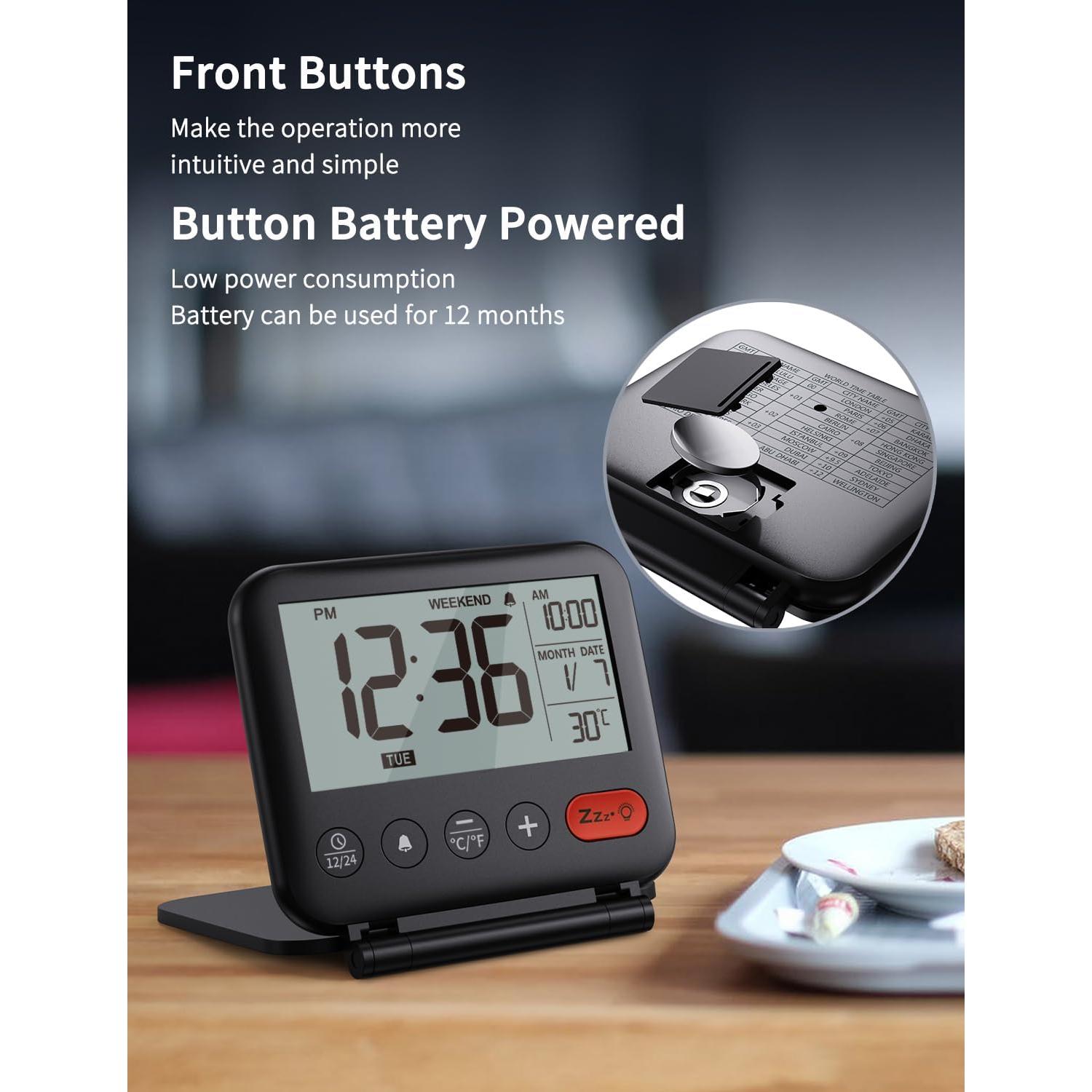 Reloj Despertador Digital NOKLEAD Compacto con Snooze y Retroiluminación