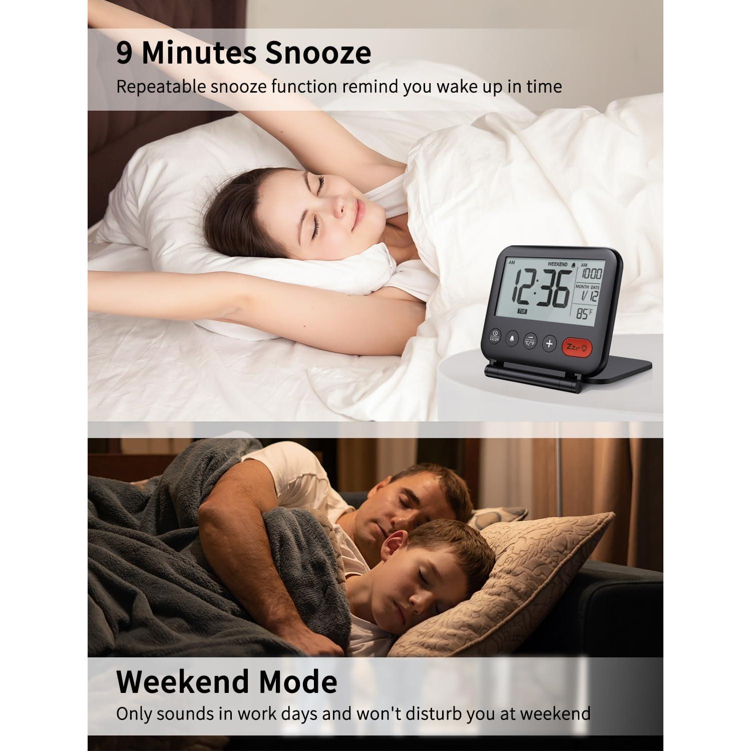 Reloj Despertador Digital NOKLEAD Compacto con Snooze y Retroiluminación