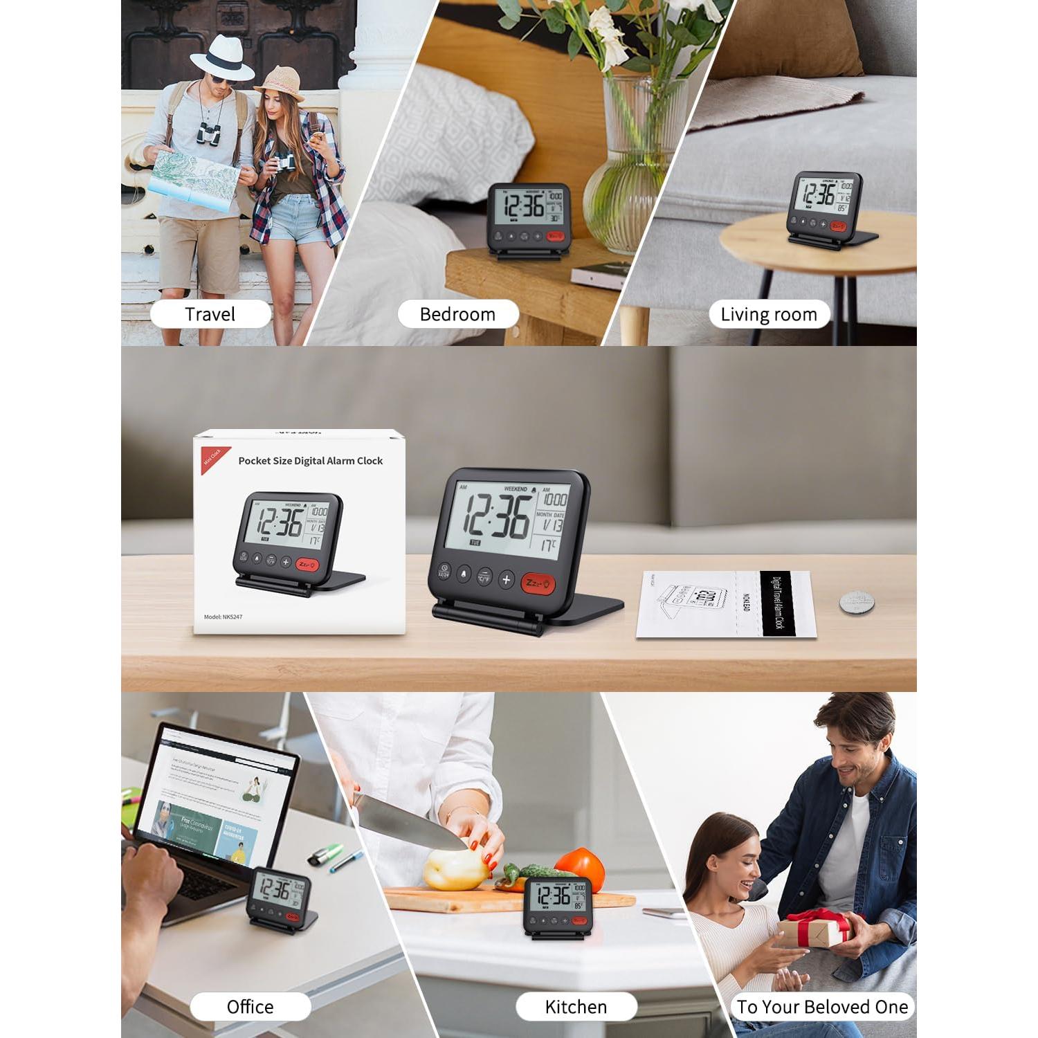 Reloj Despertador Digital NOKLEAD Compacto con Snooze y Retroiluminación