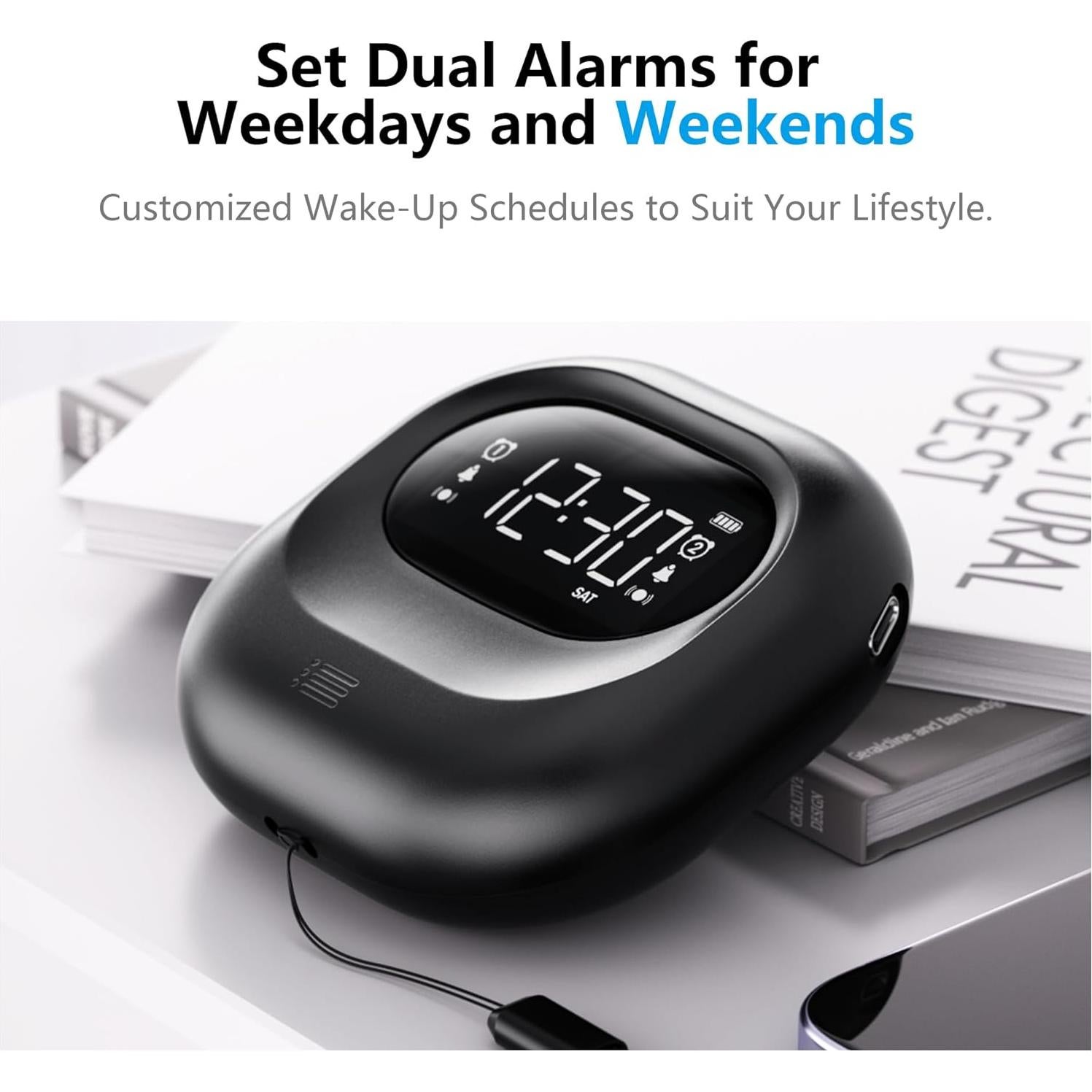 Reloj Despertador Vibrante Mesqool CR1027 Inalámbrico Negro