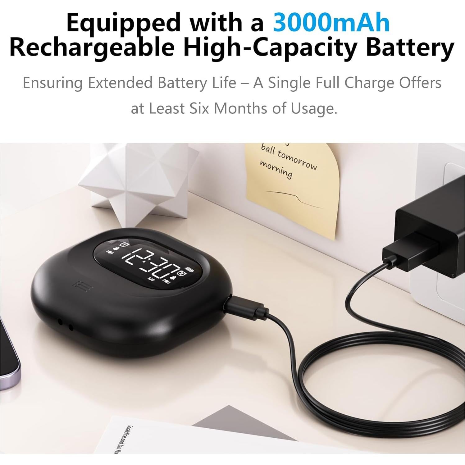 Reloj Despertador Vibrante Mesqool CR1027 Inalámbrico Negro