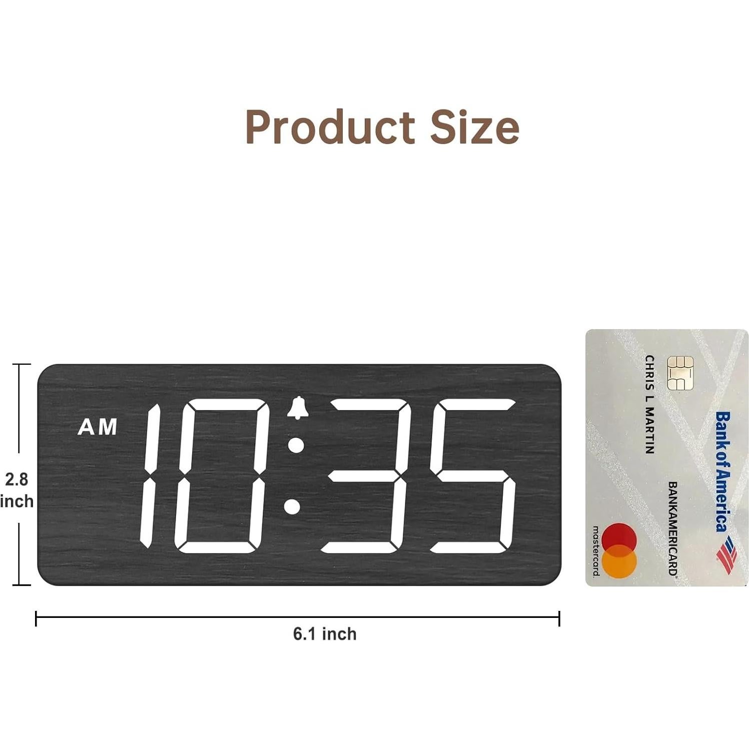 Reloj Despertador Digital de Madera DreamSky con Números Grandes