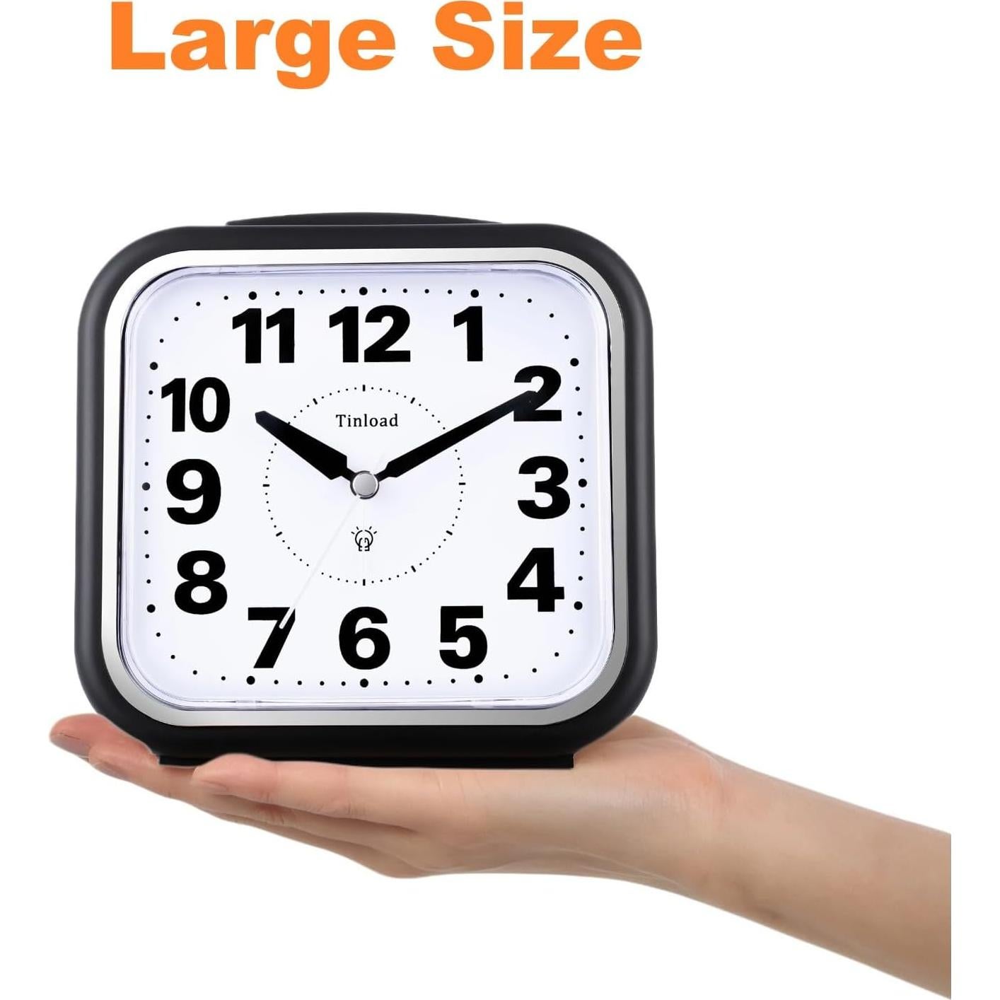 Reloj de Alarma Analógico Tinload Grande Silencioso 14 cm