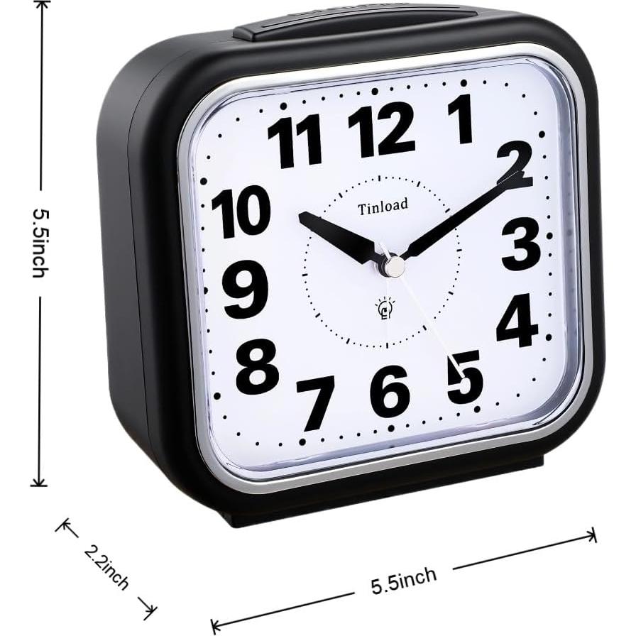 Reloj de Alarma Analógico Tinload Grande Silencioso 14 cm