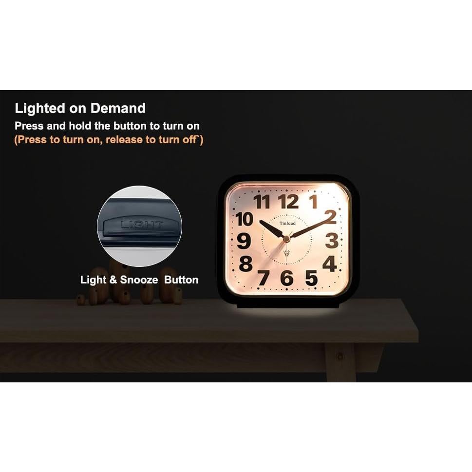 Reloj de Alarma Analógico Tinload Grande Silencioso 14 cm