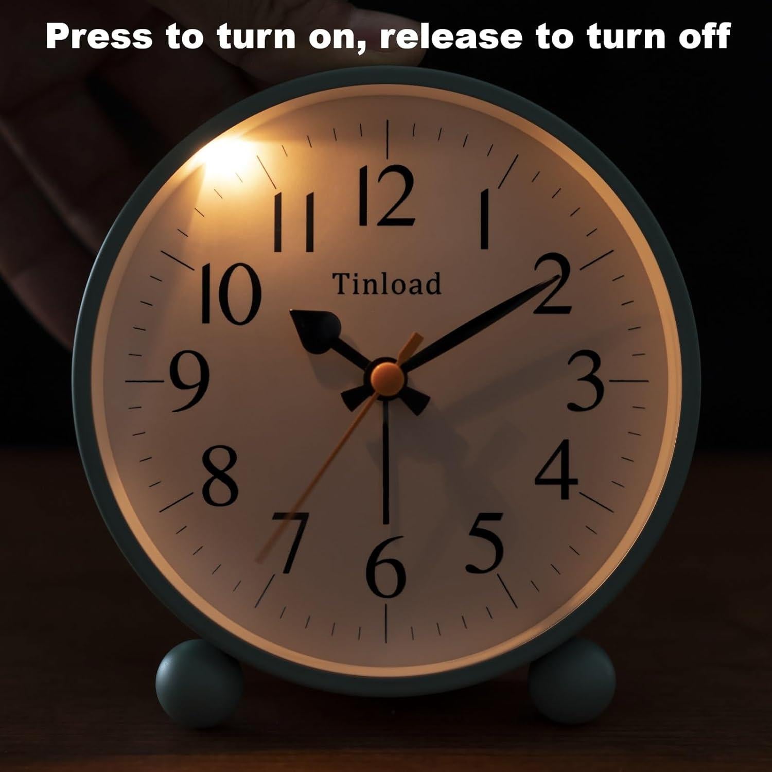 Reloj de Alarma Analógico Tinload Retro Verde 11.43 cm Silencioso