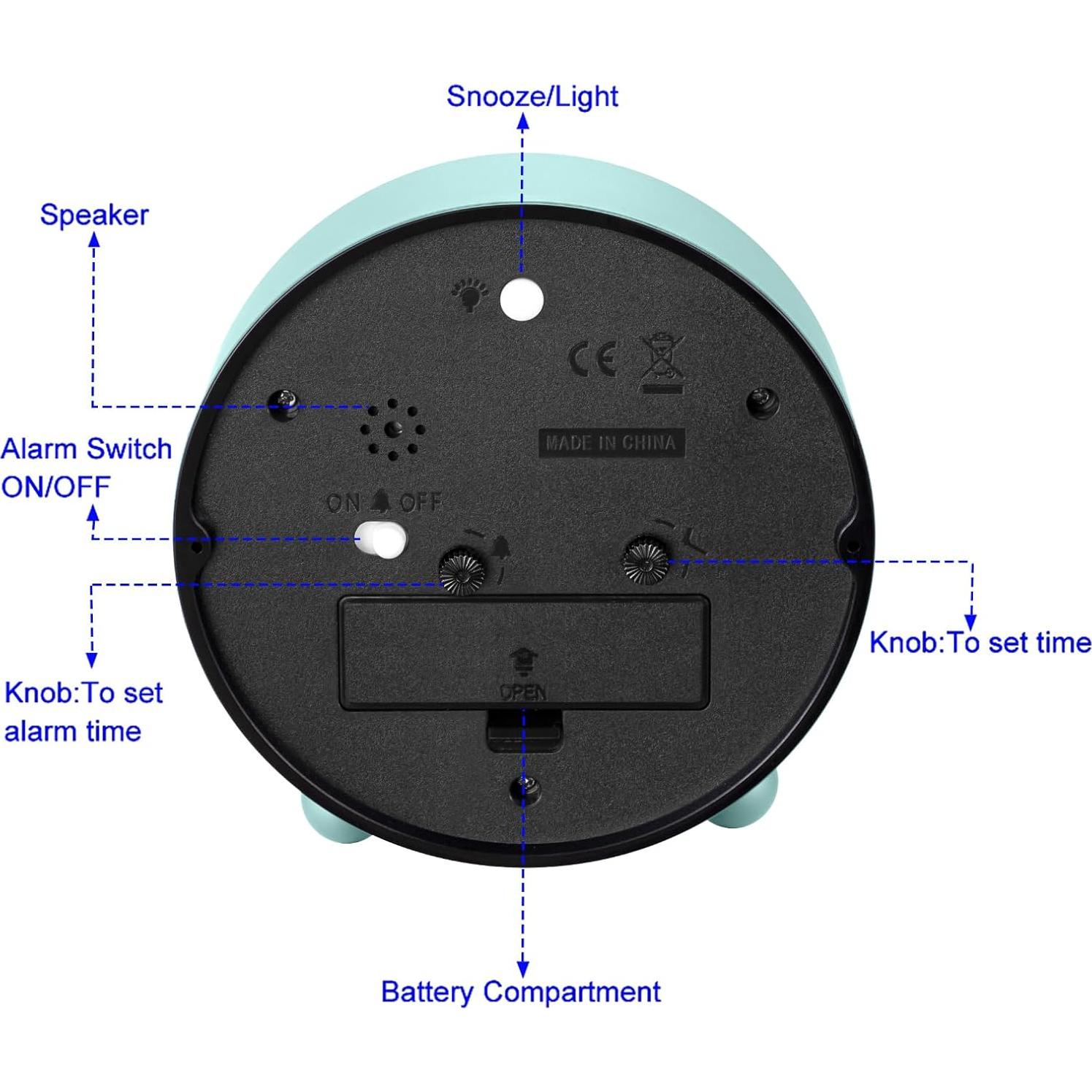 Reloj de Alarma Analógico Tinload Retro Verde 11.43 cm Silencioso