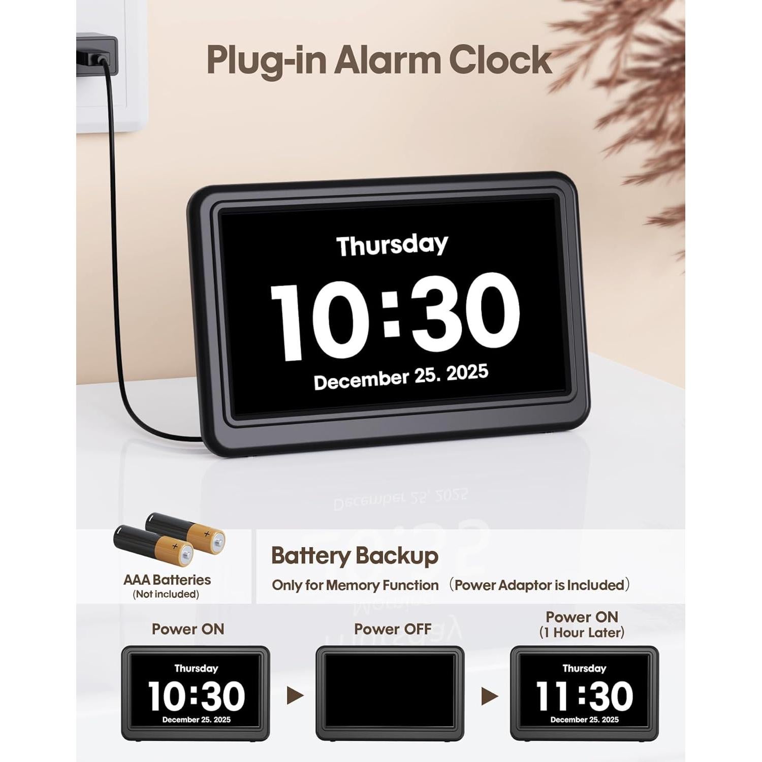 Reloj Digital Grande Roxicosly con Alarmas y Recordatorios