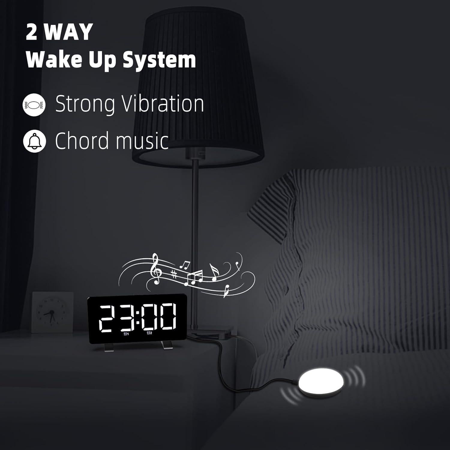 Reloj Despertador Digital VAUNO con Vibración y Luz Nocturna