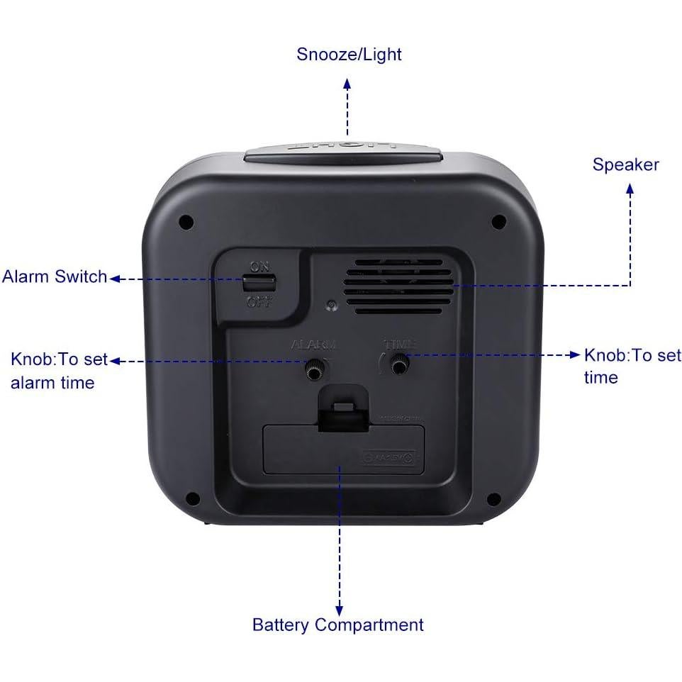 Reloj de Alarma Analógico Tinload Grande Silencioso Negro