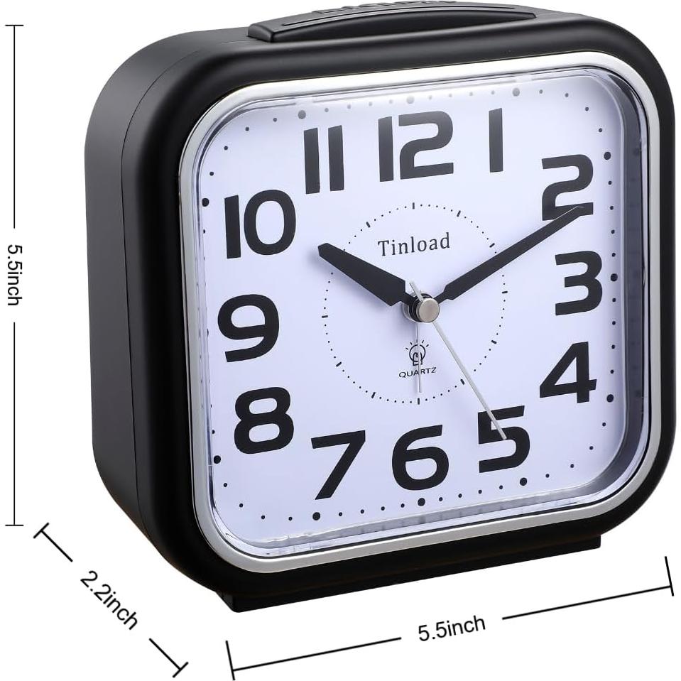 Reloj de Alarma Analógico Tinload Grande Silencioso Negro