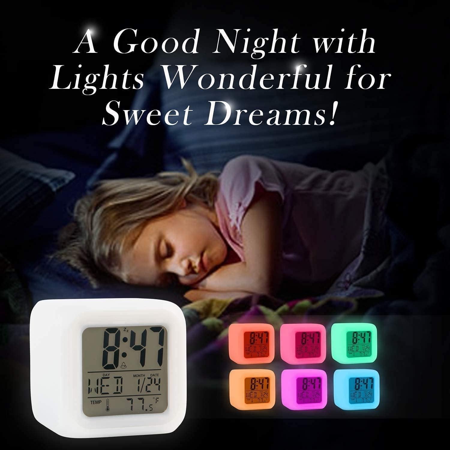 Reloj Despertador Digital YouJabz con Luz Nocturna 7 Colores