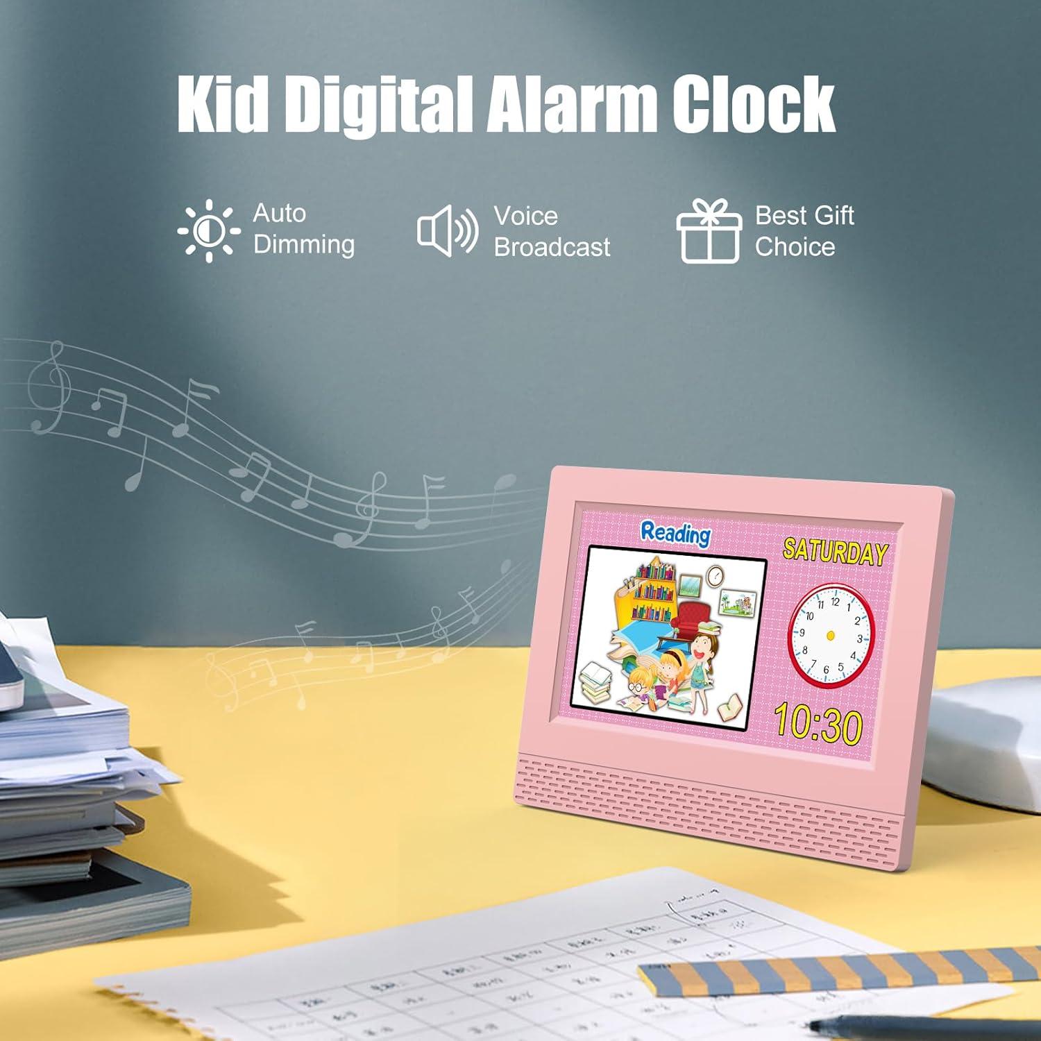 Reloj Despertador Digital Infantil SENXINGYAN 7" Rosa