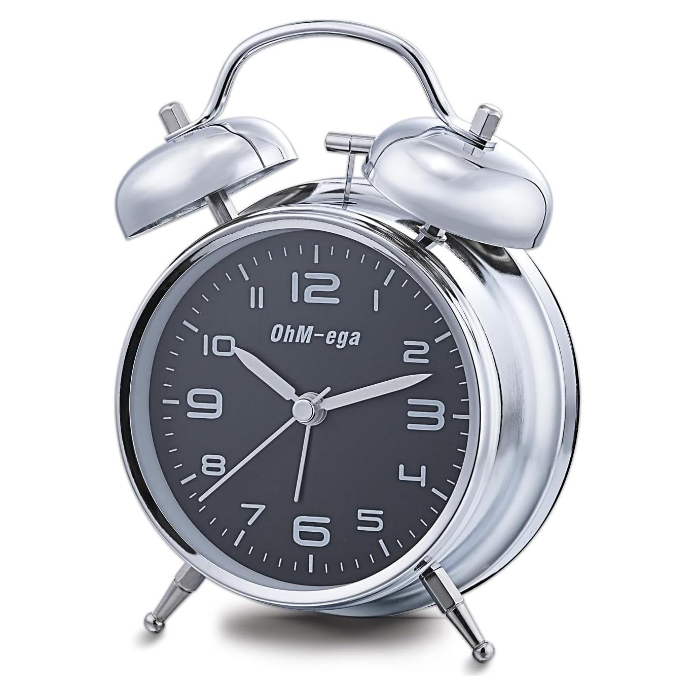 Reloj Despertador Clásico OhM-ega Doble Campana 11.94 cm Plata