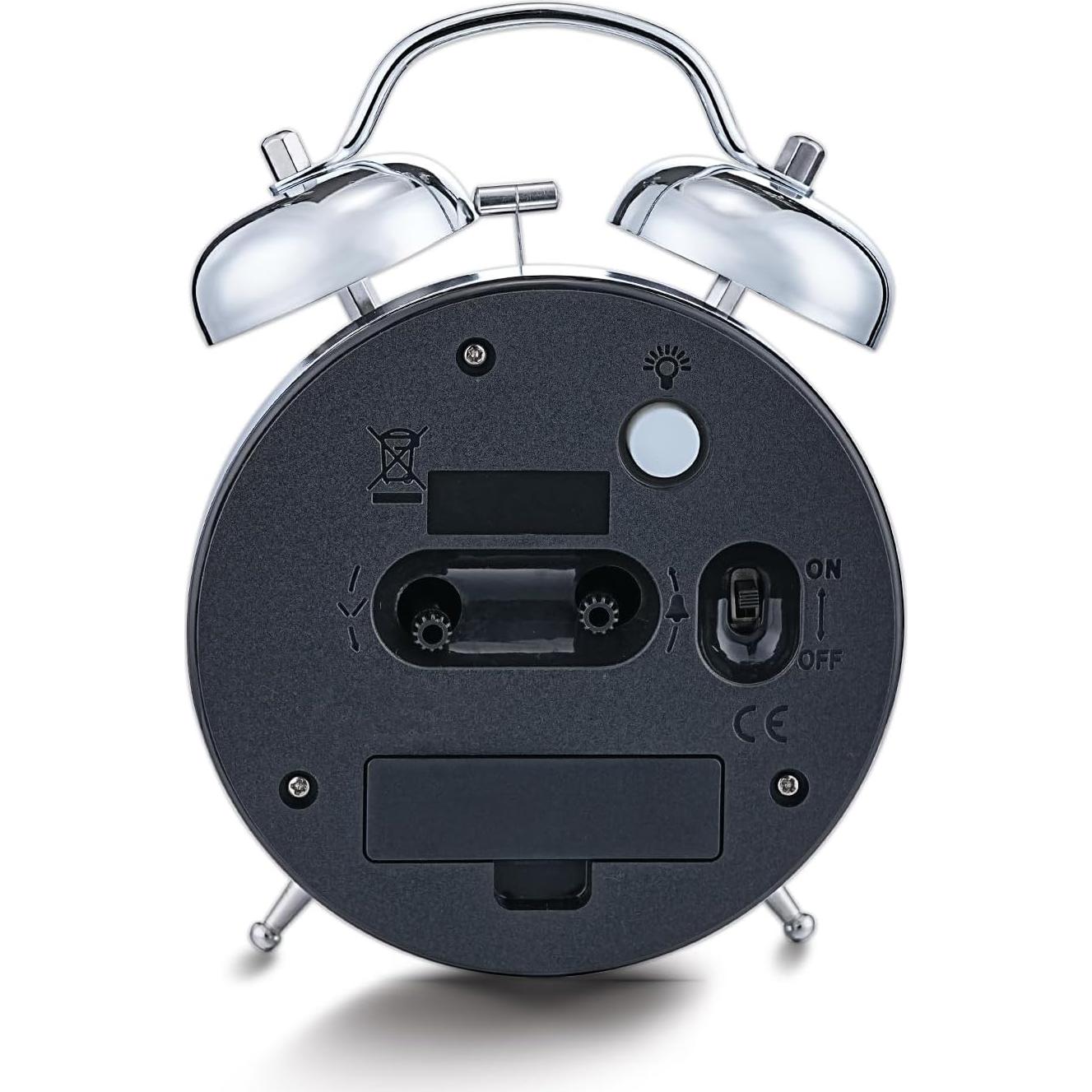 Reloj Despertador Clásico OhM-ega Doble Campana 11.94 cm Plata