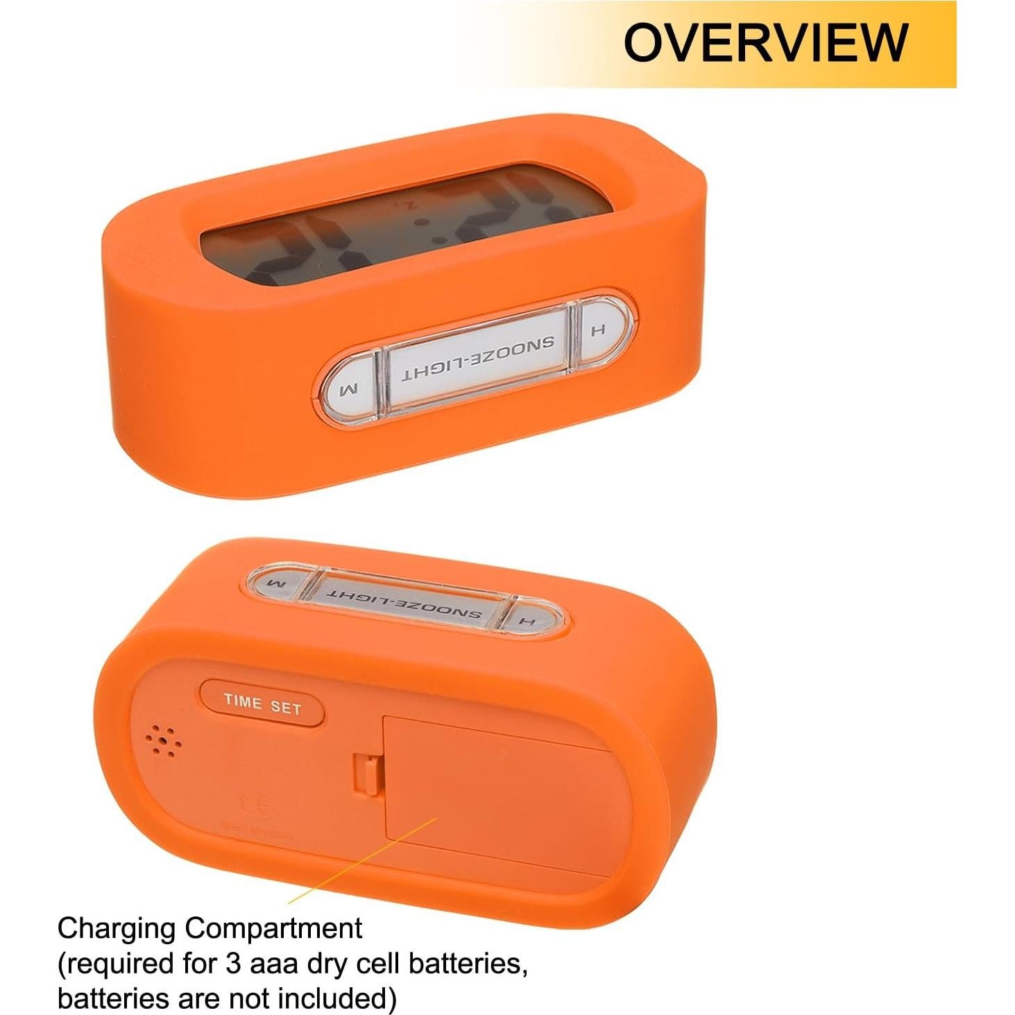 Reloj Despertador Electrónico uxcell Naranja con Pantalla LCD