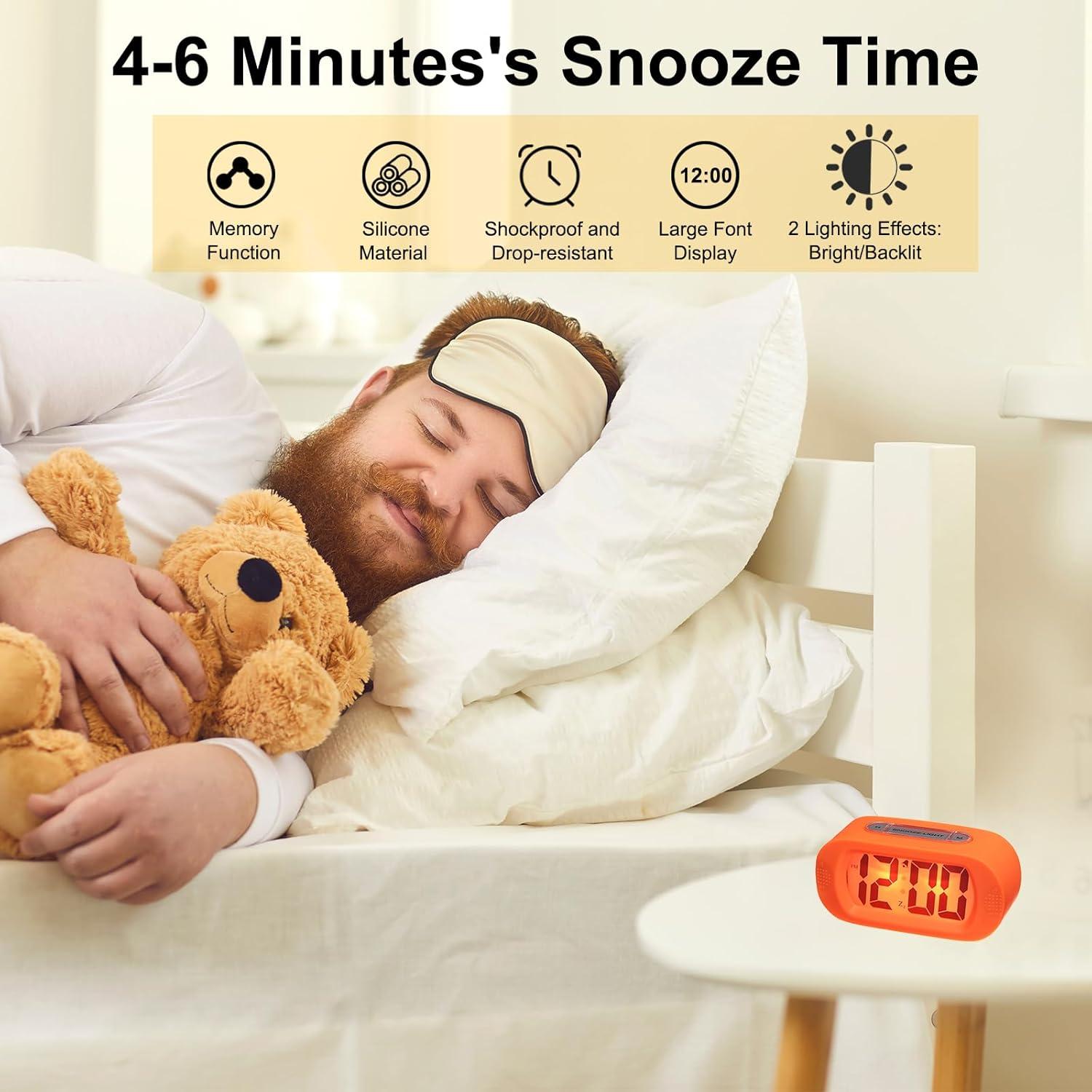 Reloj Despertador Electrónico uxcell Naranja con Pantalla LCD