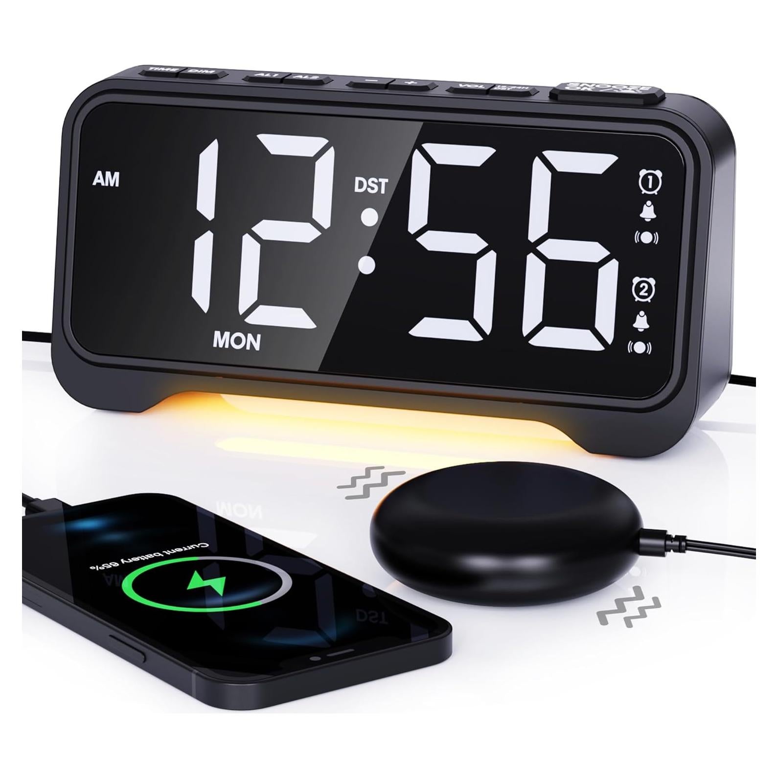 Reloj Despertador Vibrante ROCAM 1028EM LED Grande Negro