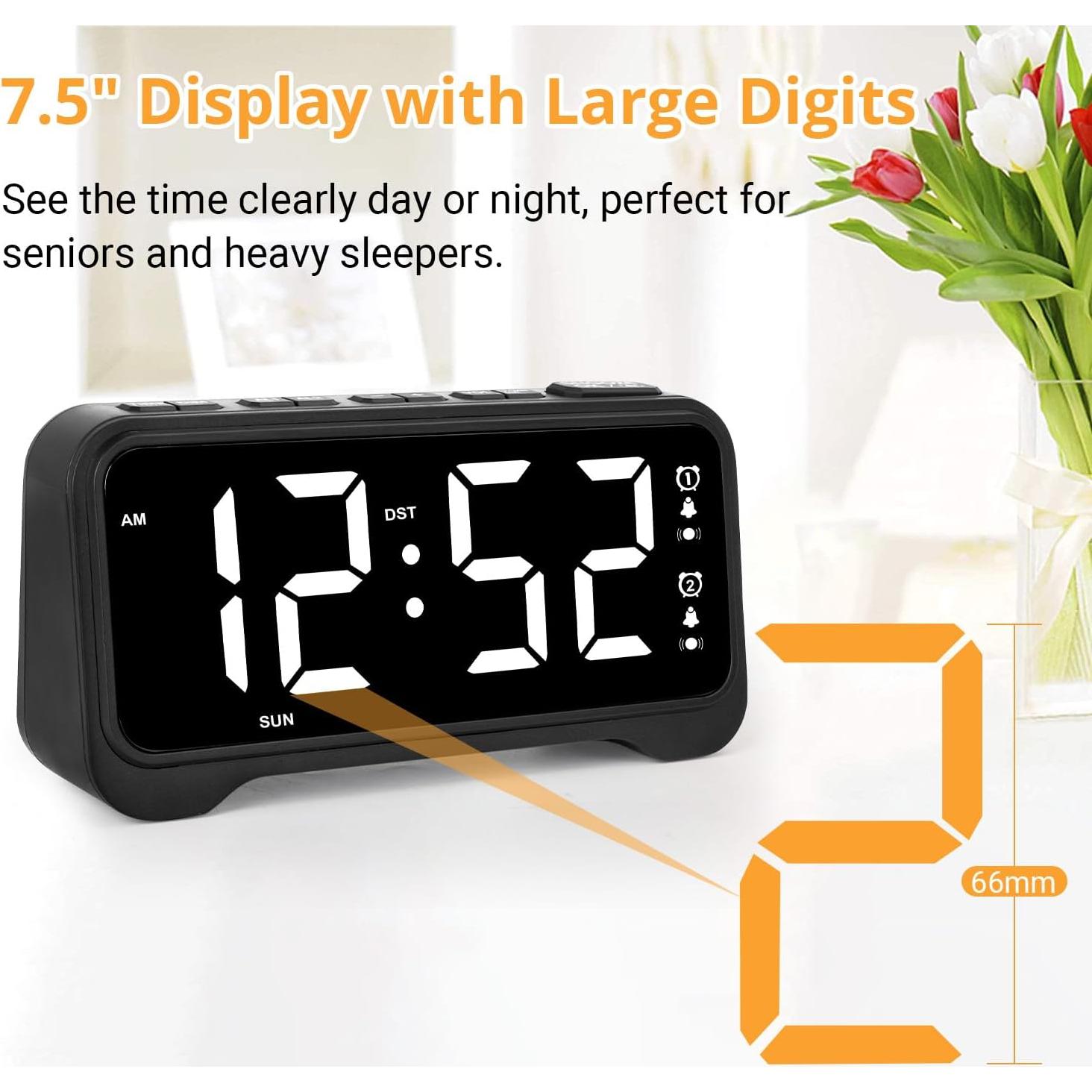 Reloj Despertador Vibrante ROCAM 1028EM LED Grande Negro