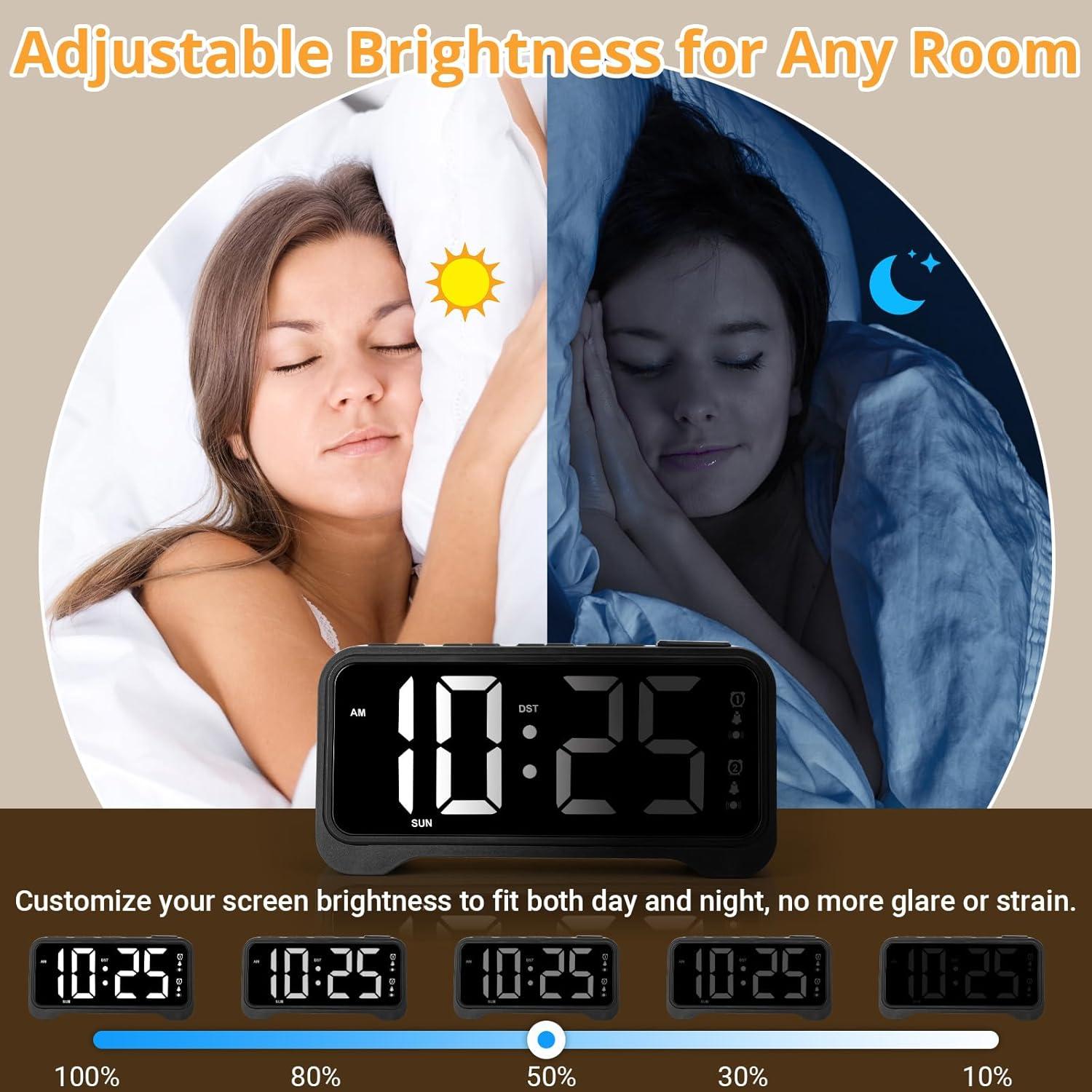 Reloj Despertador Vibrante ROCAM 1028EM LED Grande Negro