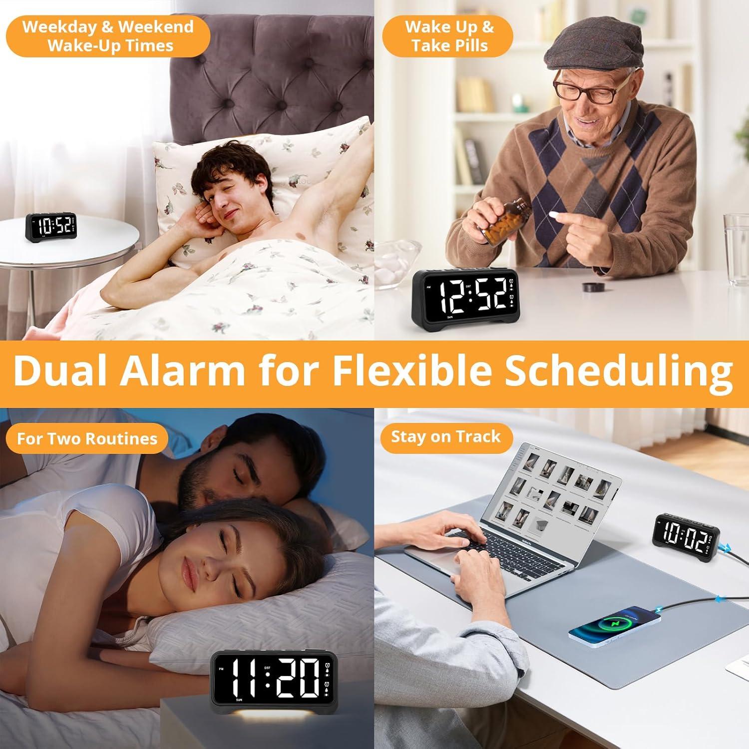 Reloj Despertador Vibrante ROCAM 1028EM LED Grande Negro