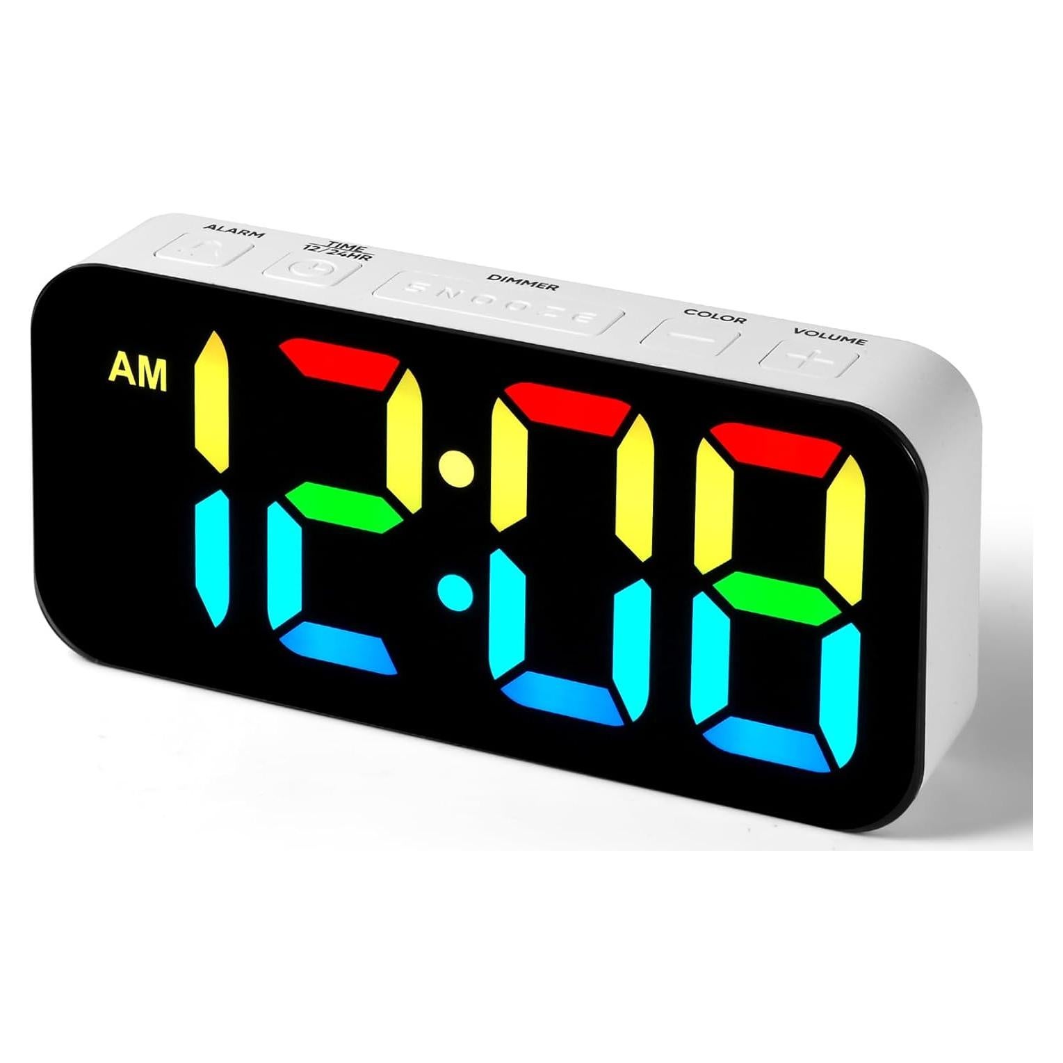 Despertador Digital Catrne Blanco con Luz RGB y USB