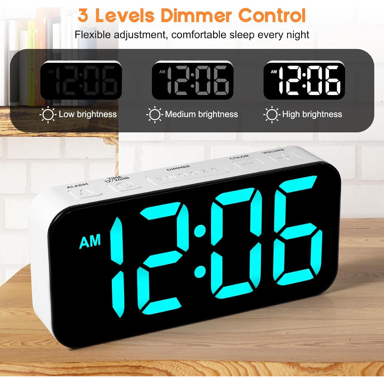 Despertador Digital Catrne Blanco con Luz RGB y USB