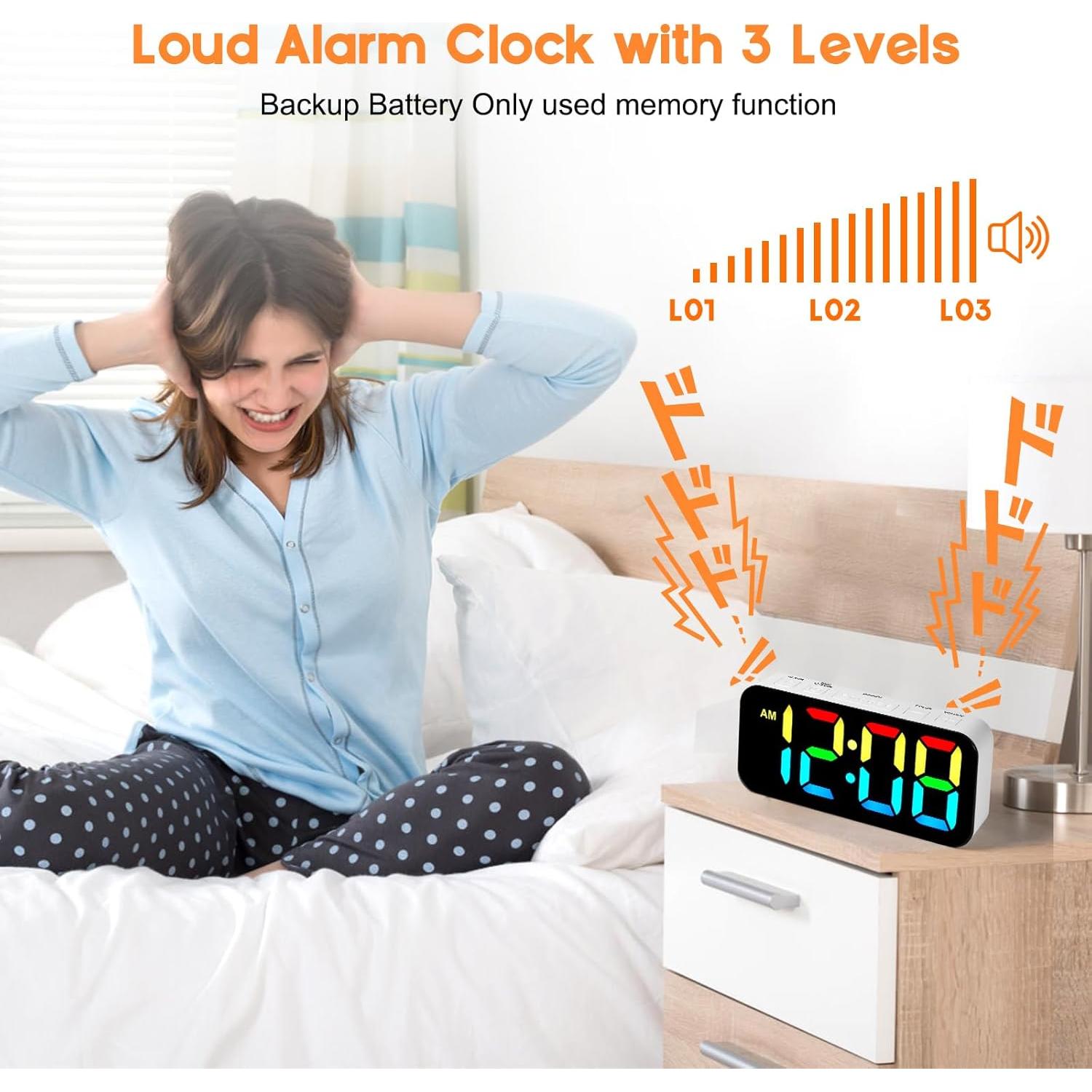 Despertador Digital Catrne Blanco con Luz RGB y USB