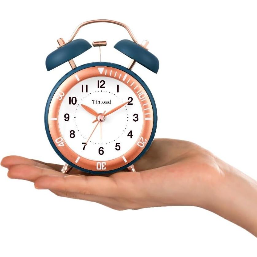 Reloj Despertador Analógico Tinload Azul Doble Campana Silencioso
