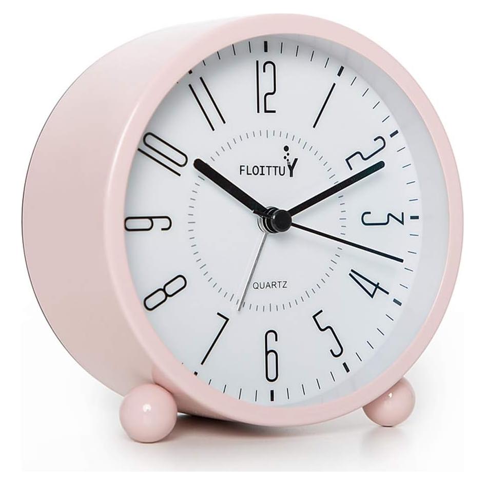 Reloj Despertador Analógico Metal Rosa FLOITTUY 10.9x11.2cm