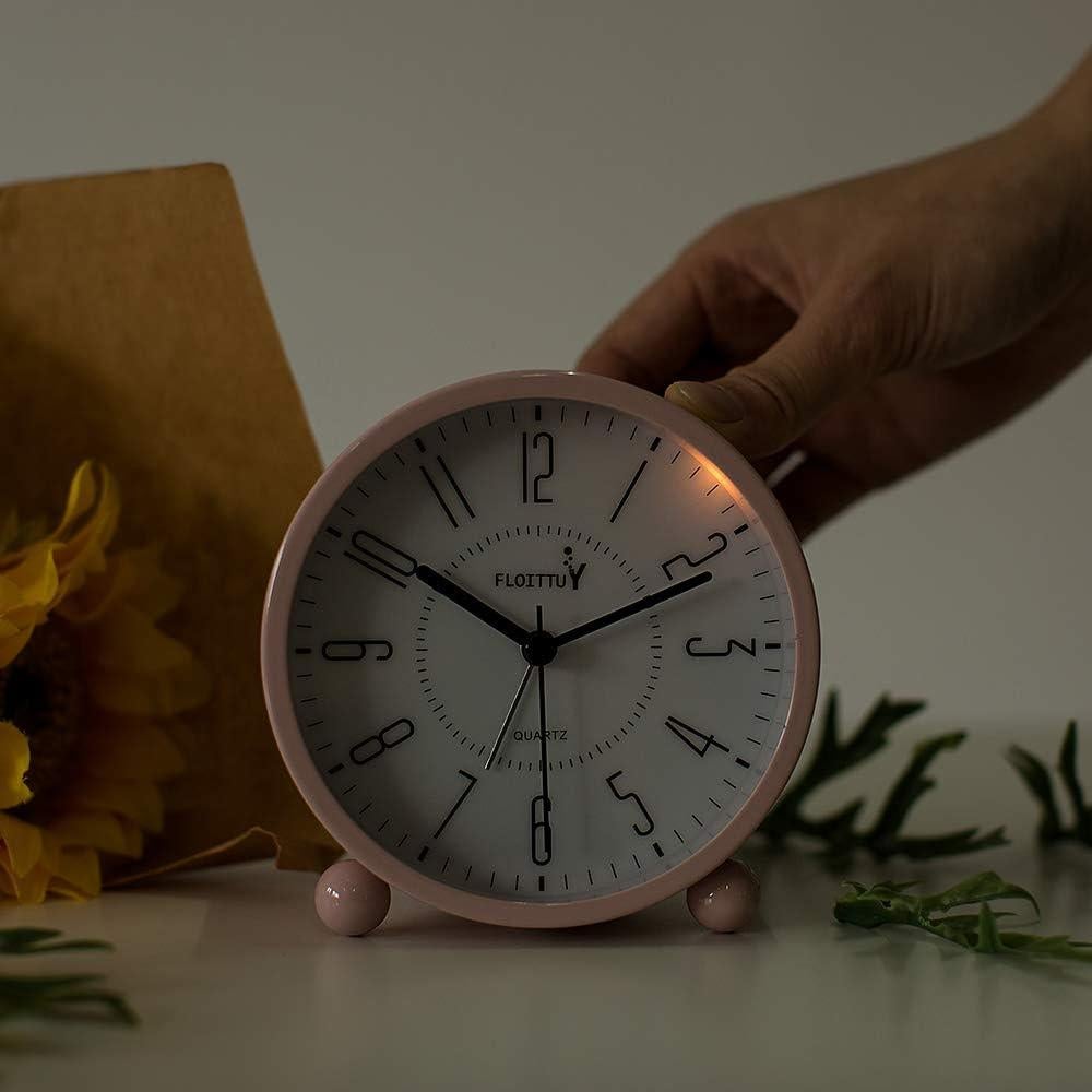 Reloj Despertador Analógico Metal Rosa FLOITTUY 10.9x11.2cm