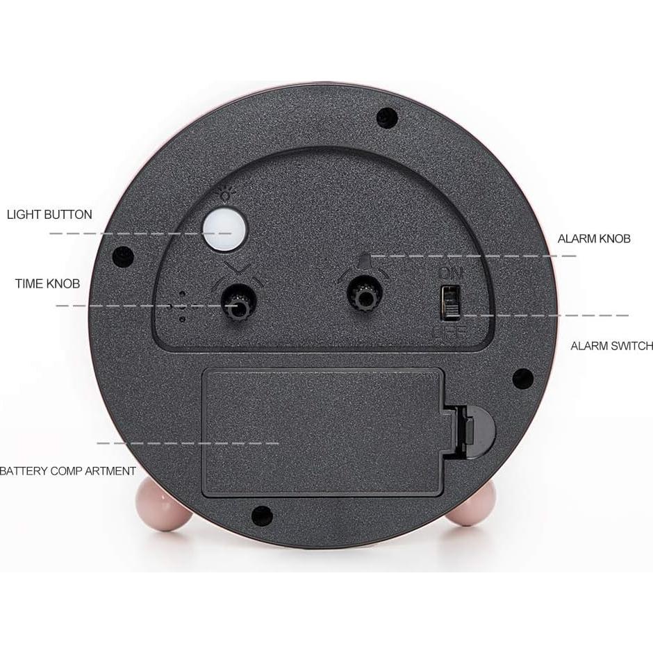 Reloj Despertador Analógico Metal Rosa FLOITTUY 10.9x11.2cm